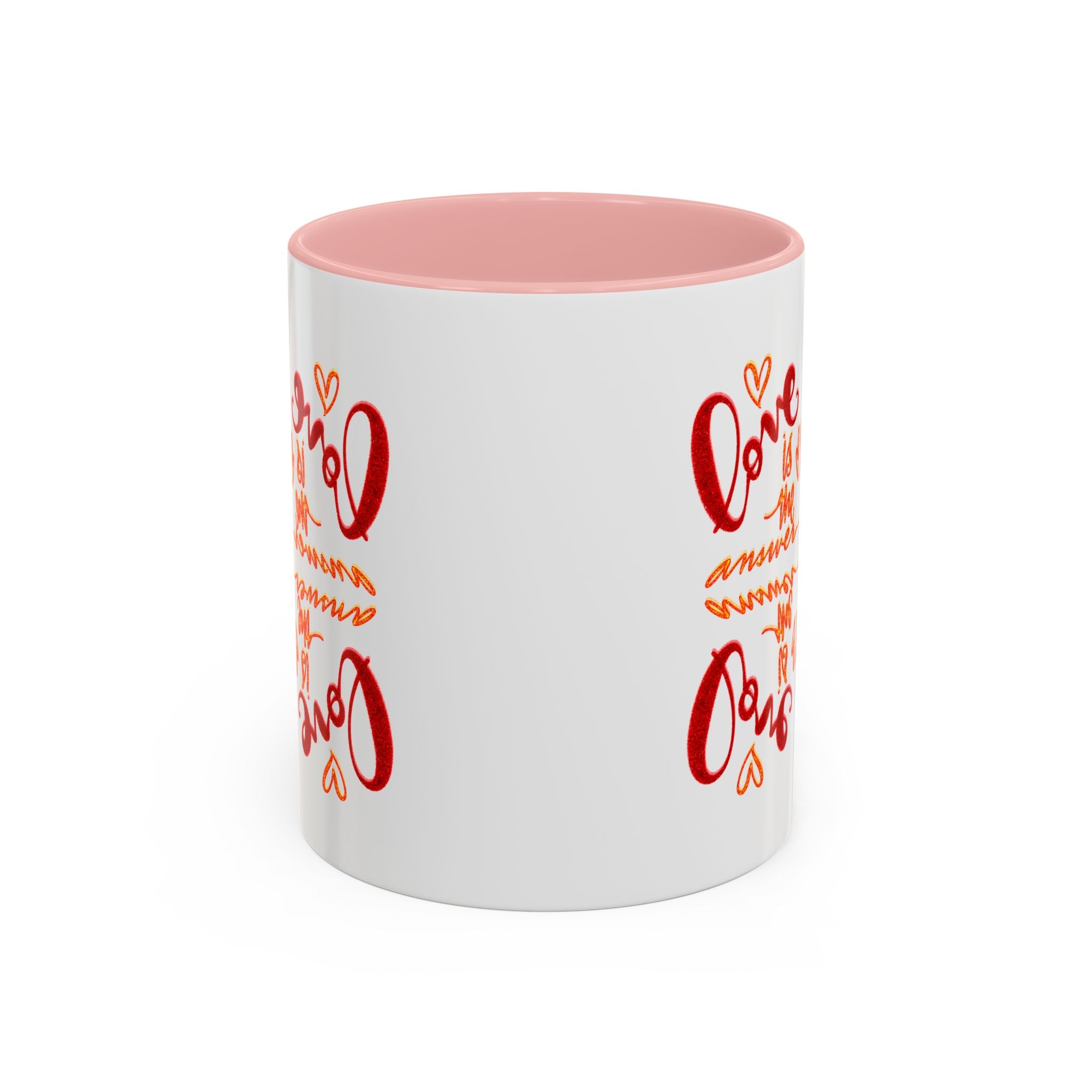 Love Coffee Mug – Cute Handwritten 'Love is the answer' Accent Mug (11 oz)
