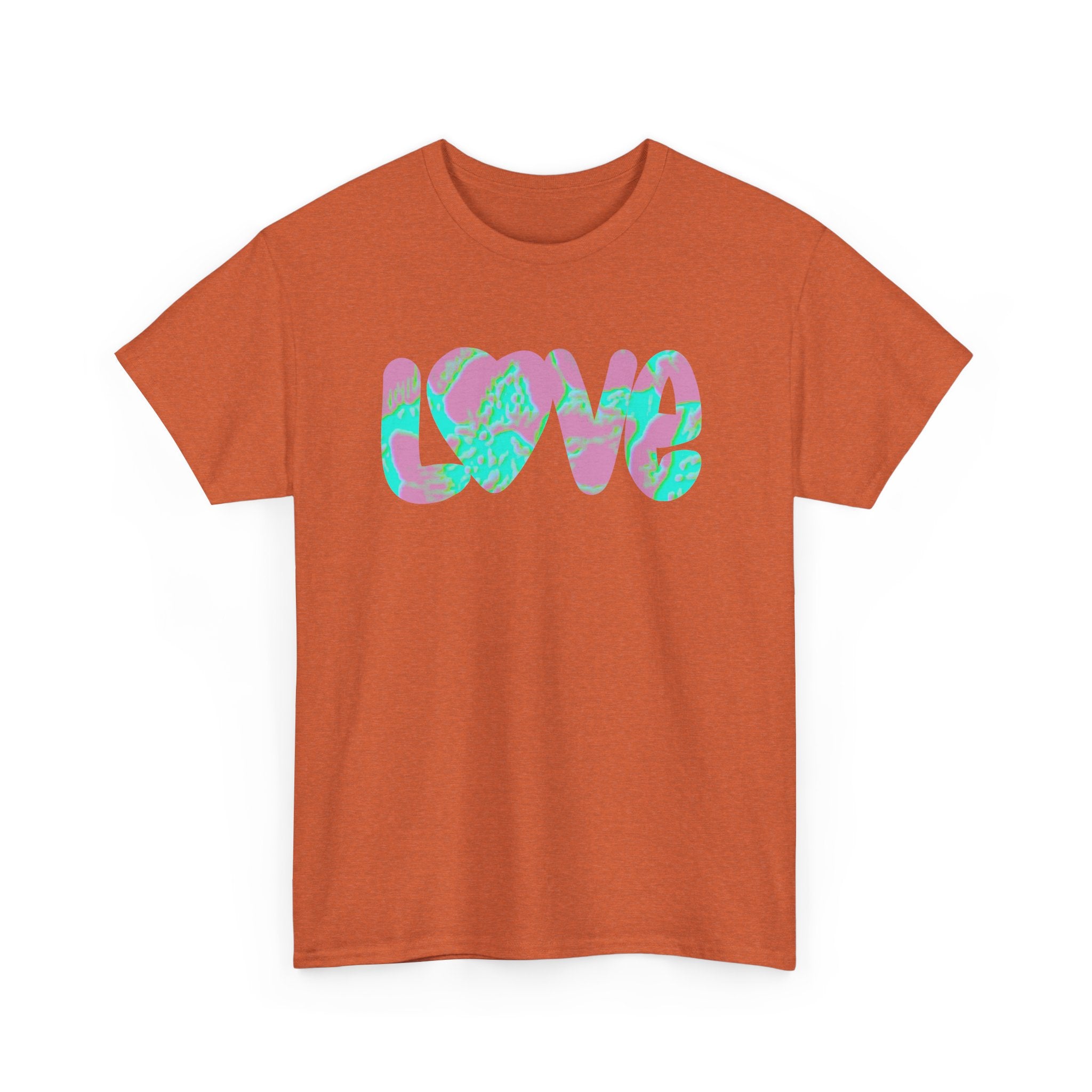 Love Vibes Unisex Heavy Cotton Tee - Colorful Heart Design for Casual Comfort