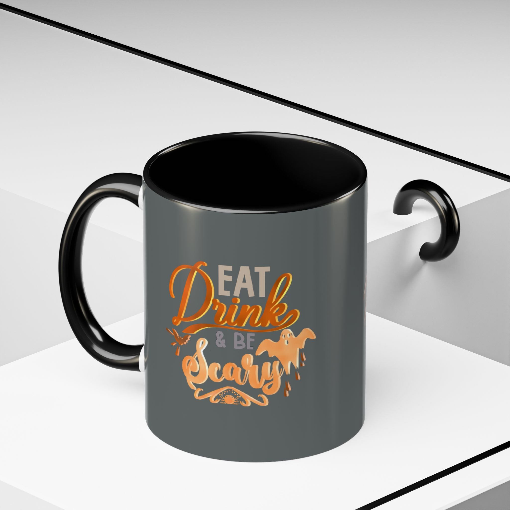 EAT DRINK AND BE SCARY Accent Coffee Mug (11 oz)