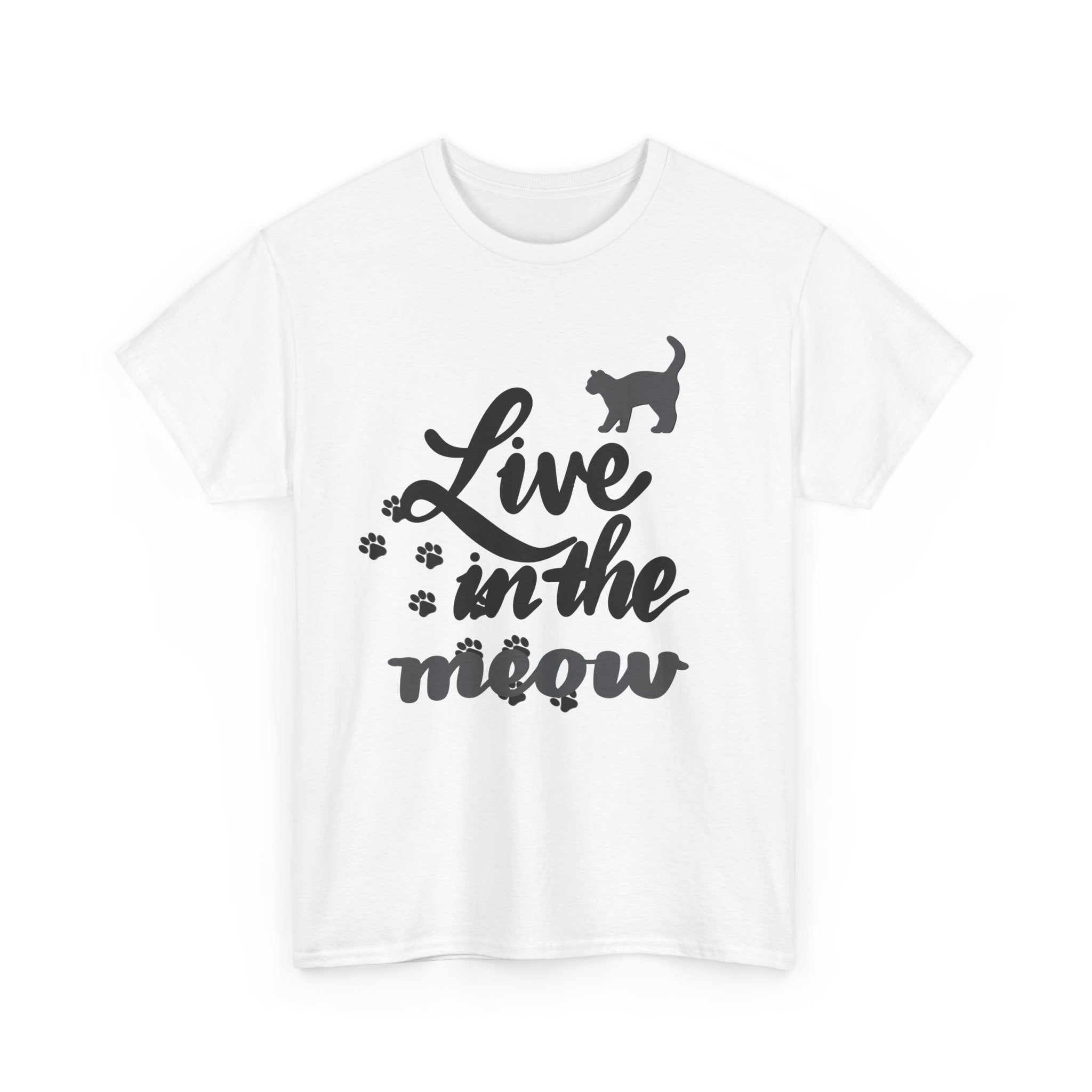 Cat Lover Unisex Heavy Cotton Tee - "Live in the Meow" Design