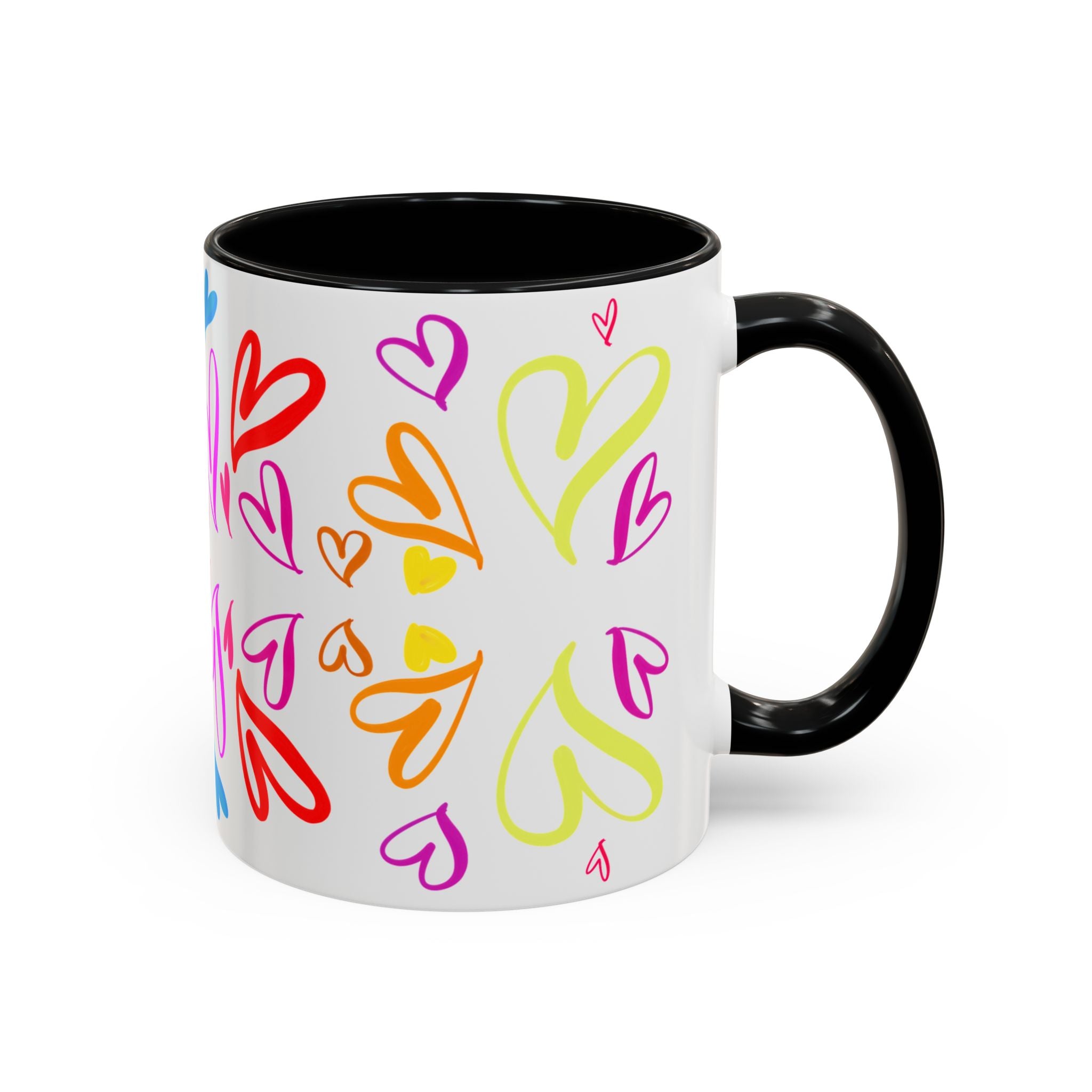Colorful Heart Accent Coffee Mug | Perfect Gift for Valentine’s Day, Birthdays, Love Notes, and Cozy Mornings