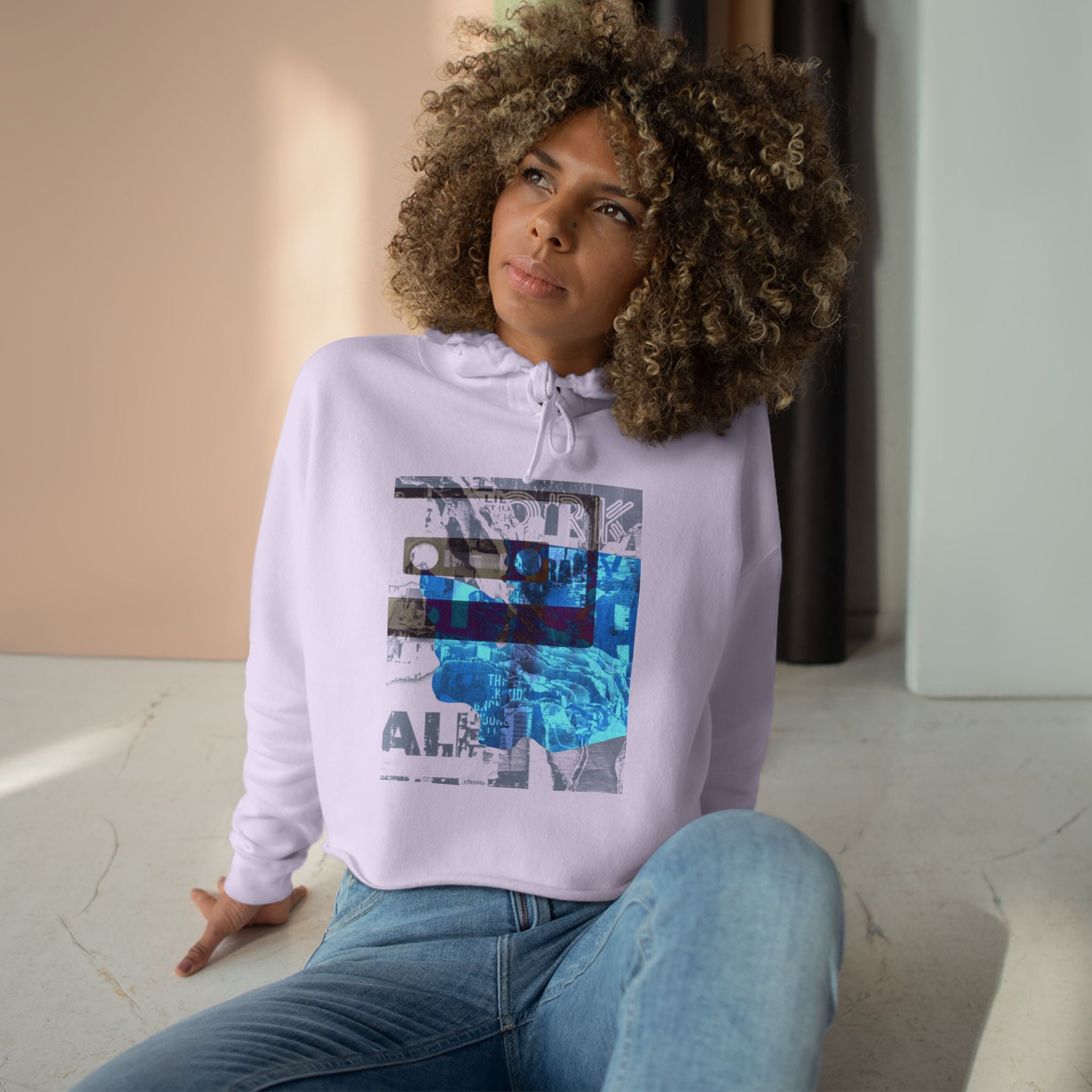 Trendy Crop Hoodie with Inspirational Graphic Design