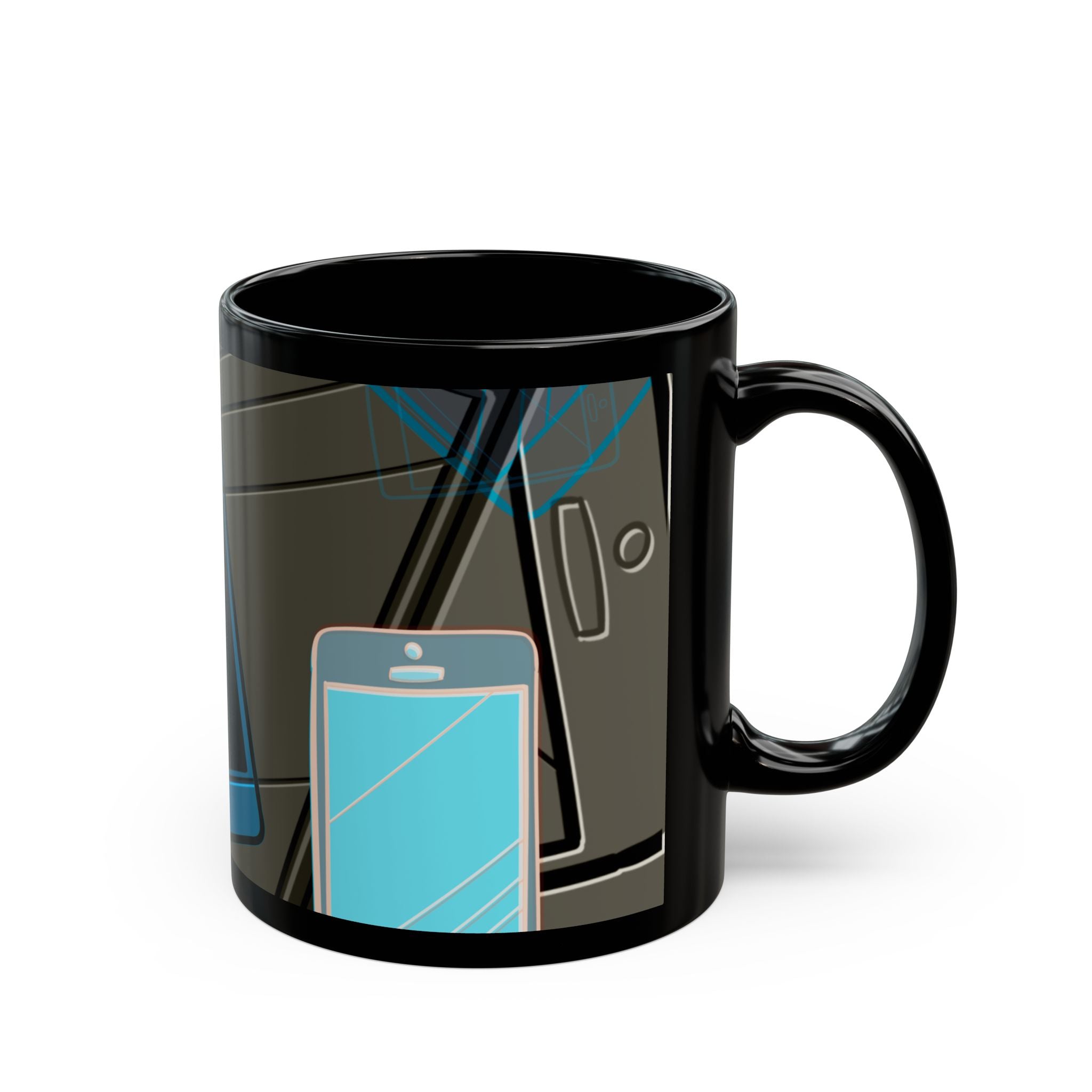 LEFT TO YOUR OWN DEVICES Black Mug (11oz)