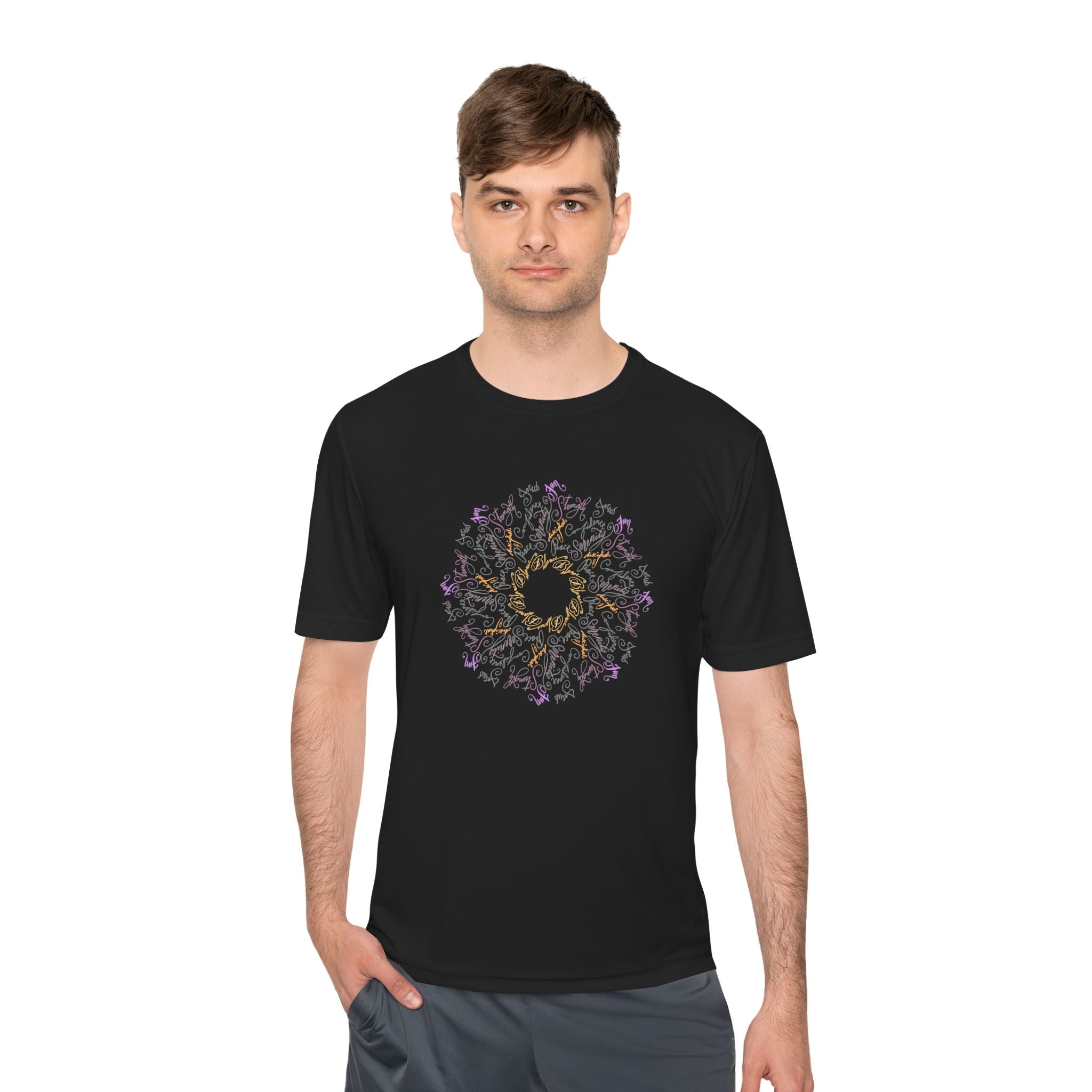 Mandala Yoga Pose Design Unisex Moisture Wicking Tee - Perfect for Active Lifestyle