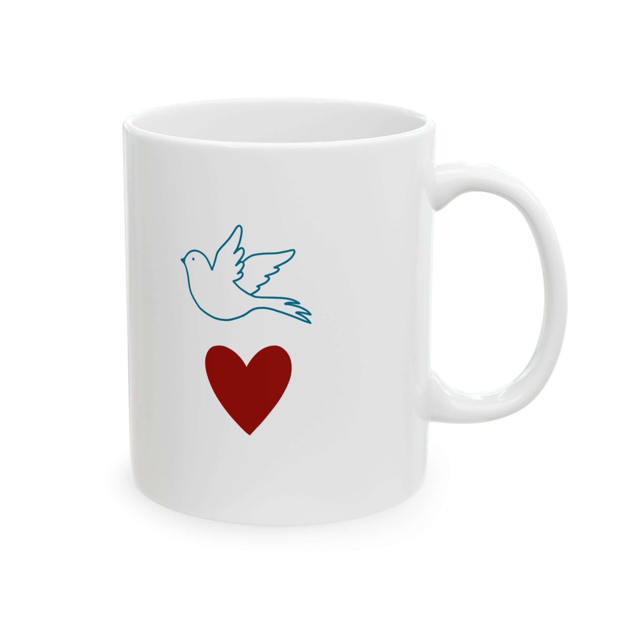PEACE AND LOVE Ceramic Mug, (11oz,)