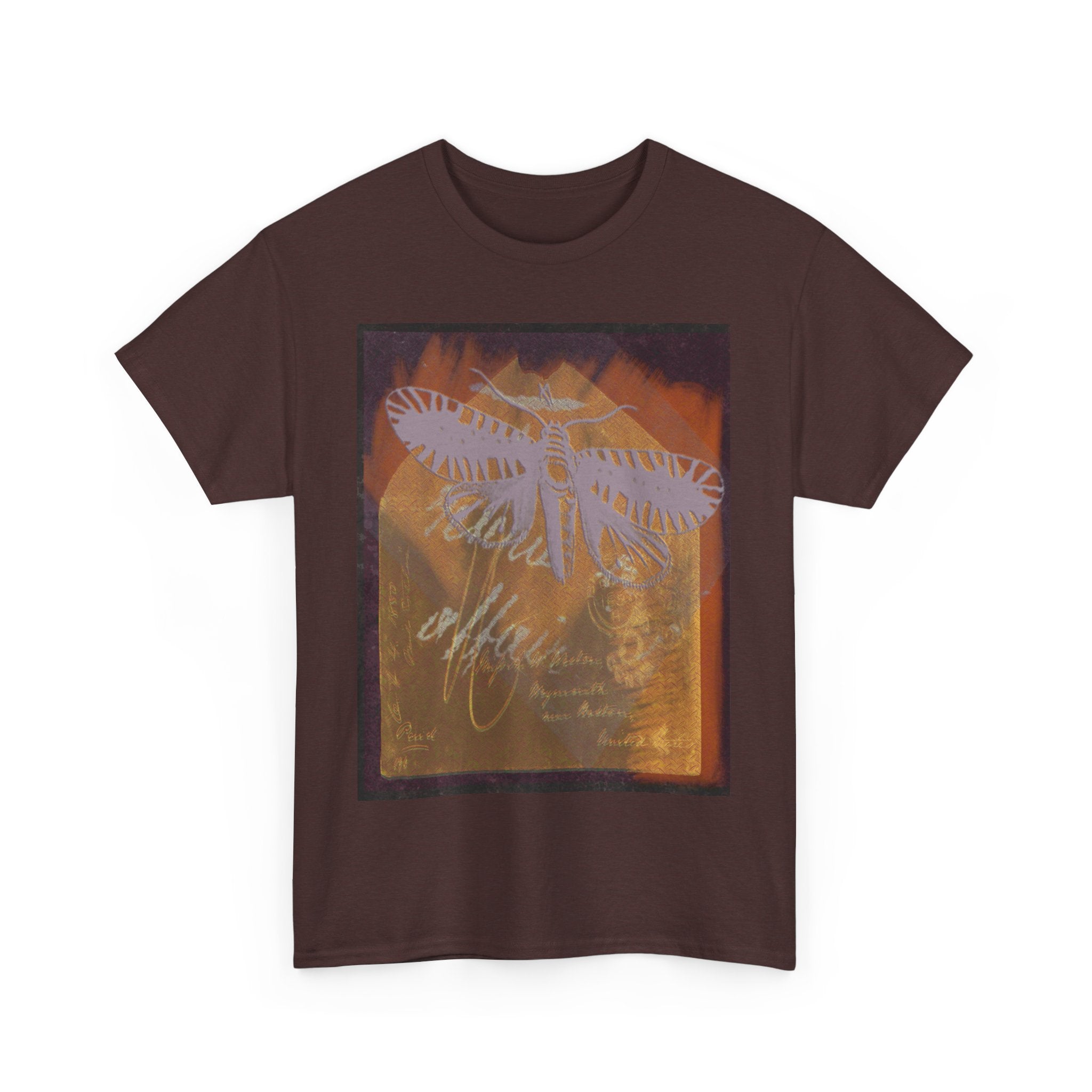 Bohemian Moth Design Unisex Heavy Cotton Tee - Nature Inspired Graphic T-Shirt