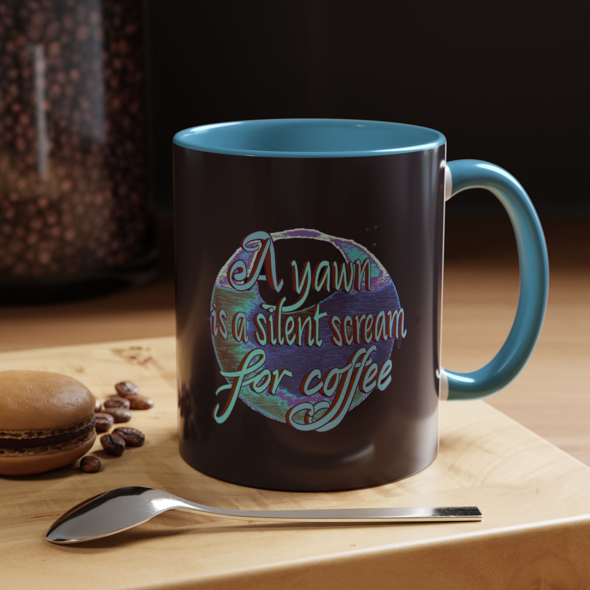 YAWN IS A SILENT SCREAM Accent Coffee Mug (11 oz)