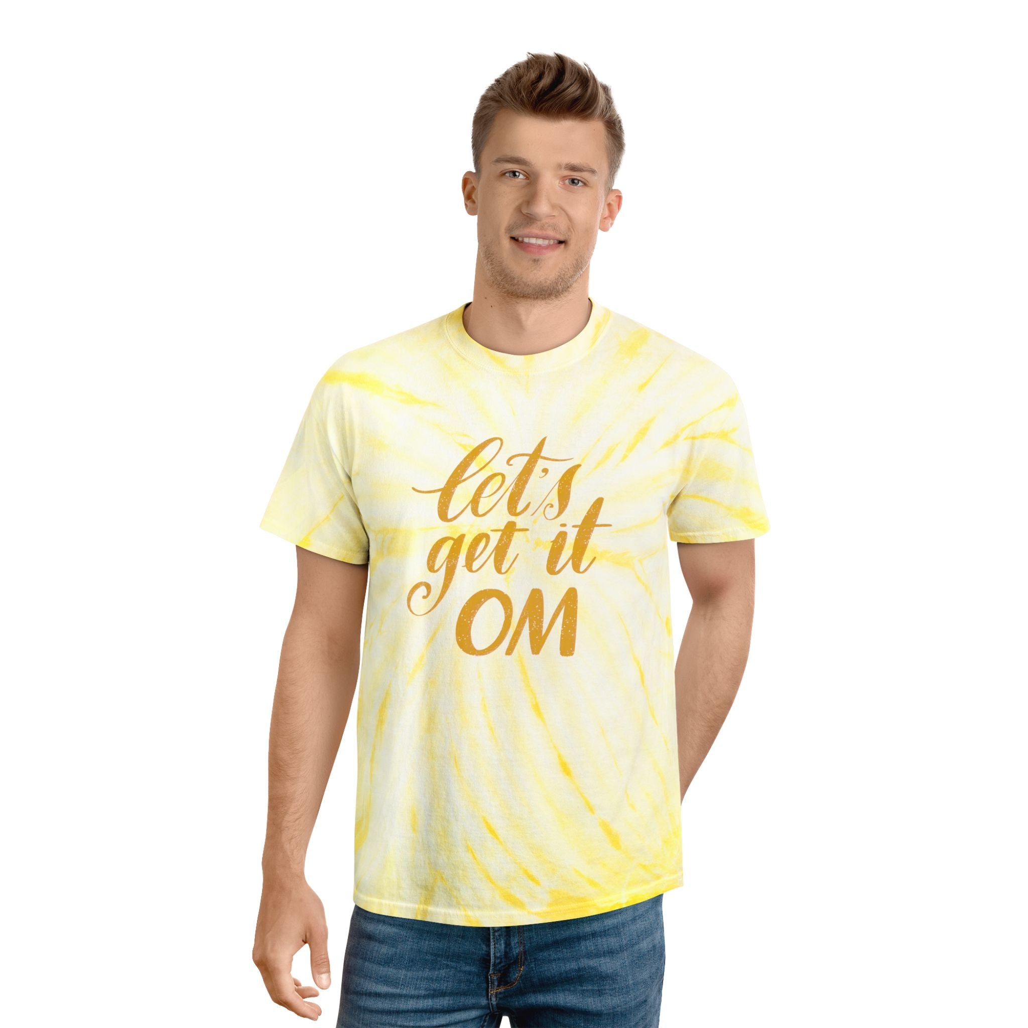 Sunny Tee - "Let's Get It OM" Tie-Dye T-Shirt for Yoga, Spirit, Summer Vibes, Gifts, Relaxation