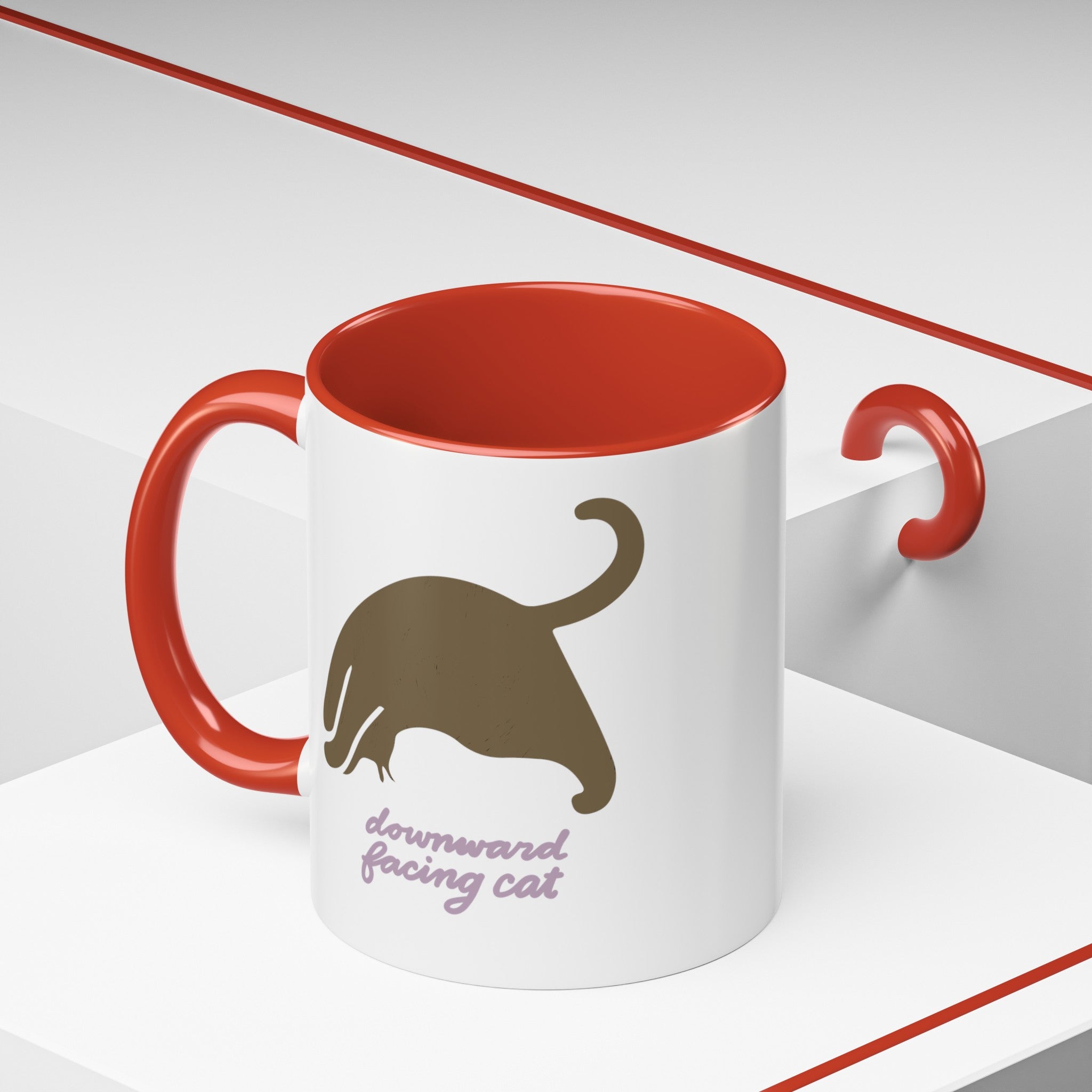 DOWNWARD FACING CAT Accent Coffee Mug (11 oz)