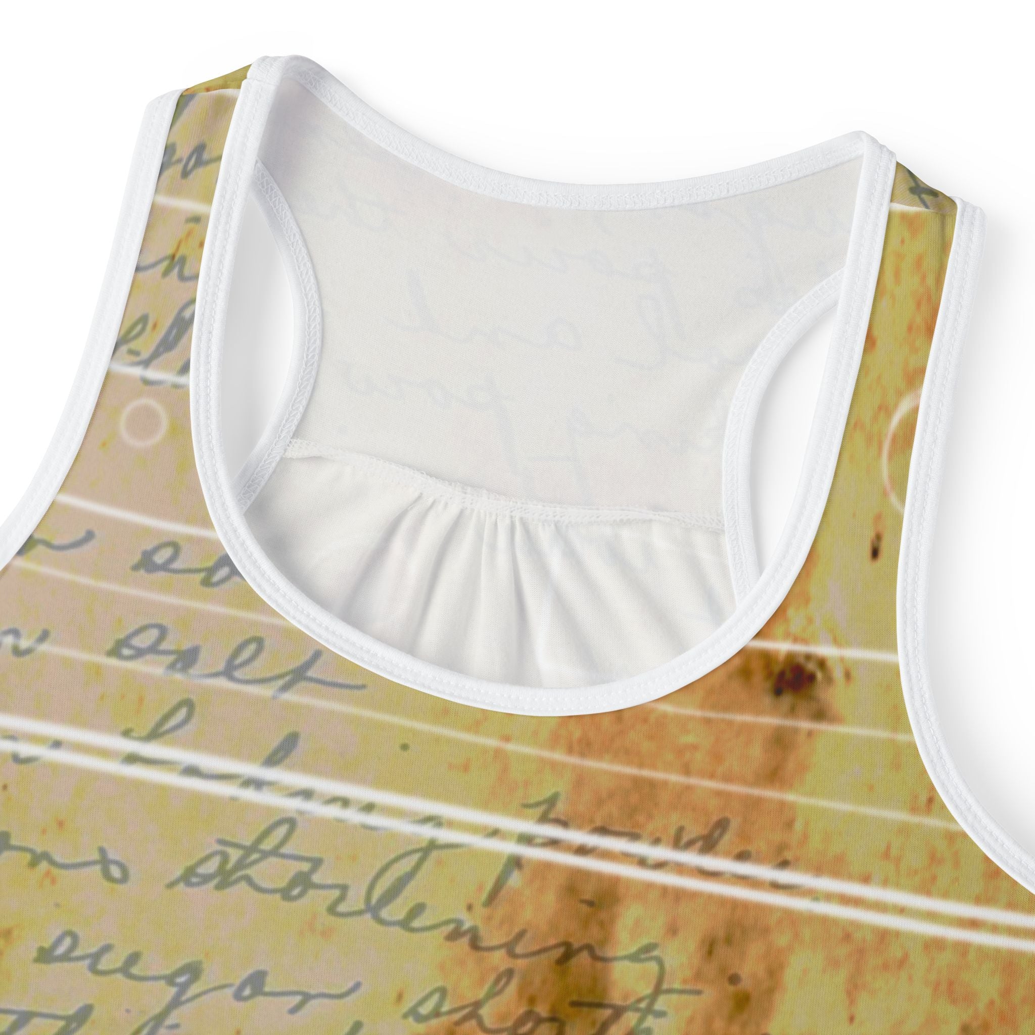 Vintage-Inspired Women’s Tank Top with Handwritten Notes Design - Perfect for Summer Outings and Casual Wear