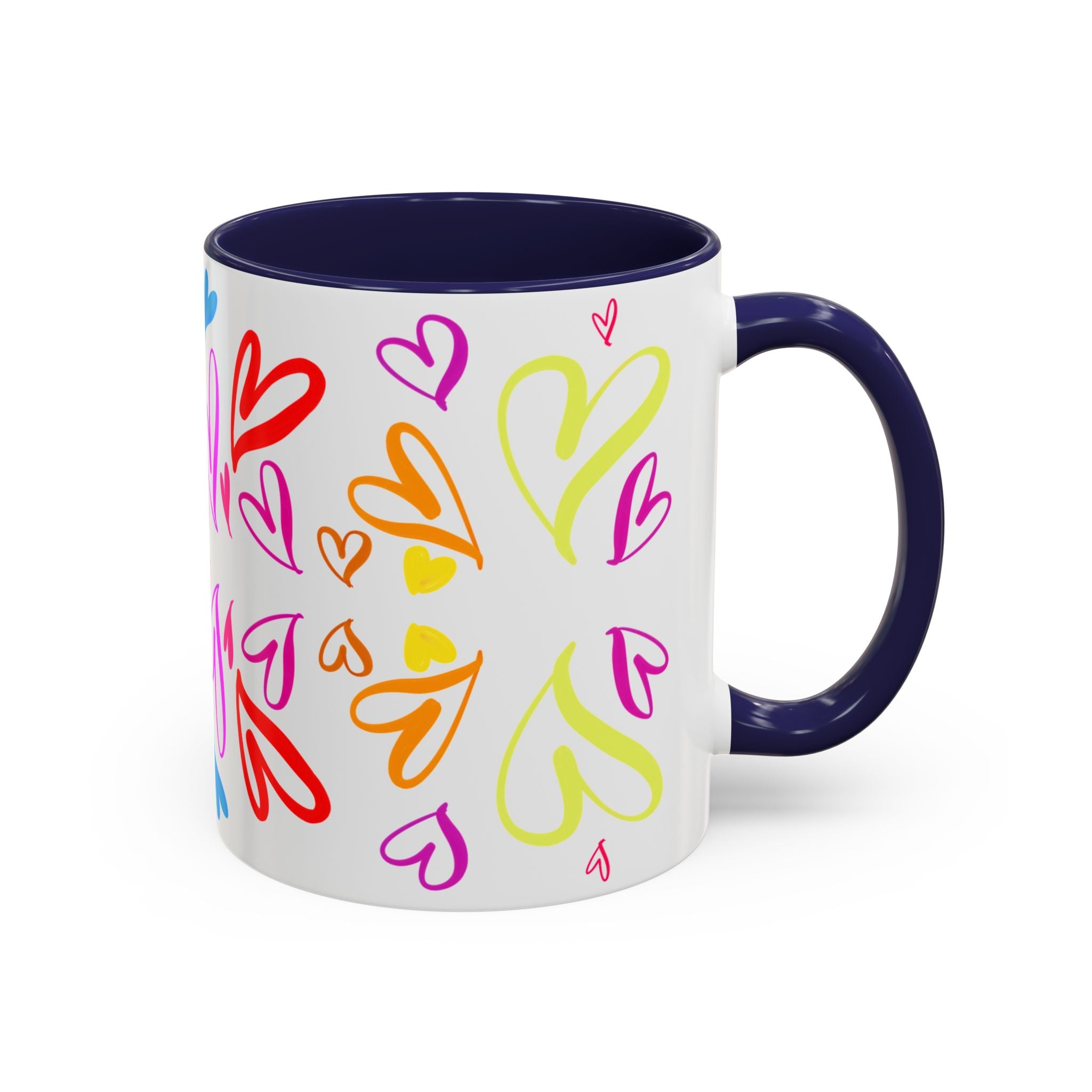 Colorful Heart Accent Coffee Mug | Perfect Gift for Valentine’s Day, Birthdays, Love Notes, and Cozy Mornings