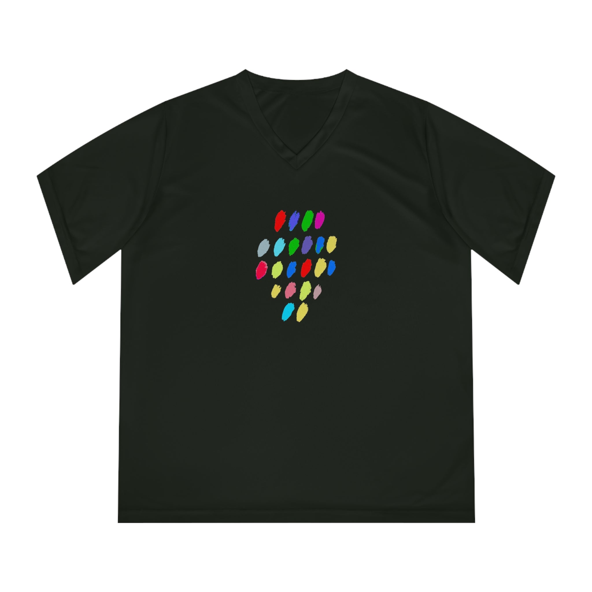 Colorful Dot Women's Performance V-Neck T-Shirt – Activewear for Fitness Enthusiasts