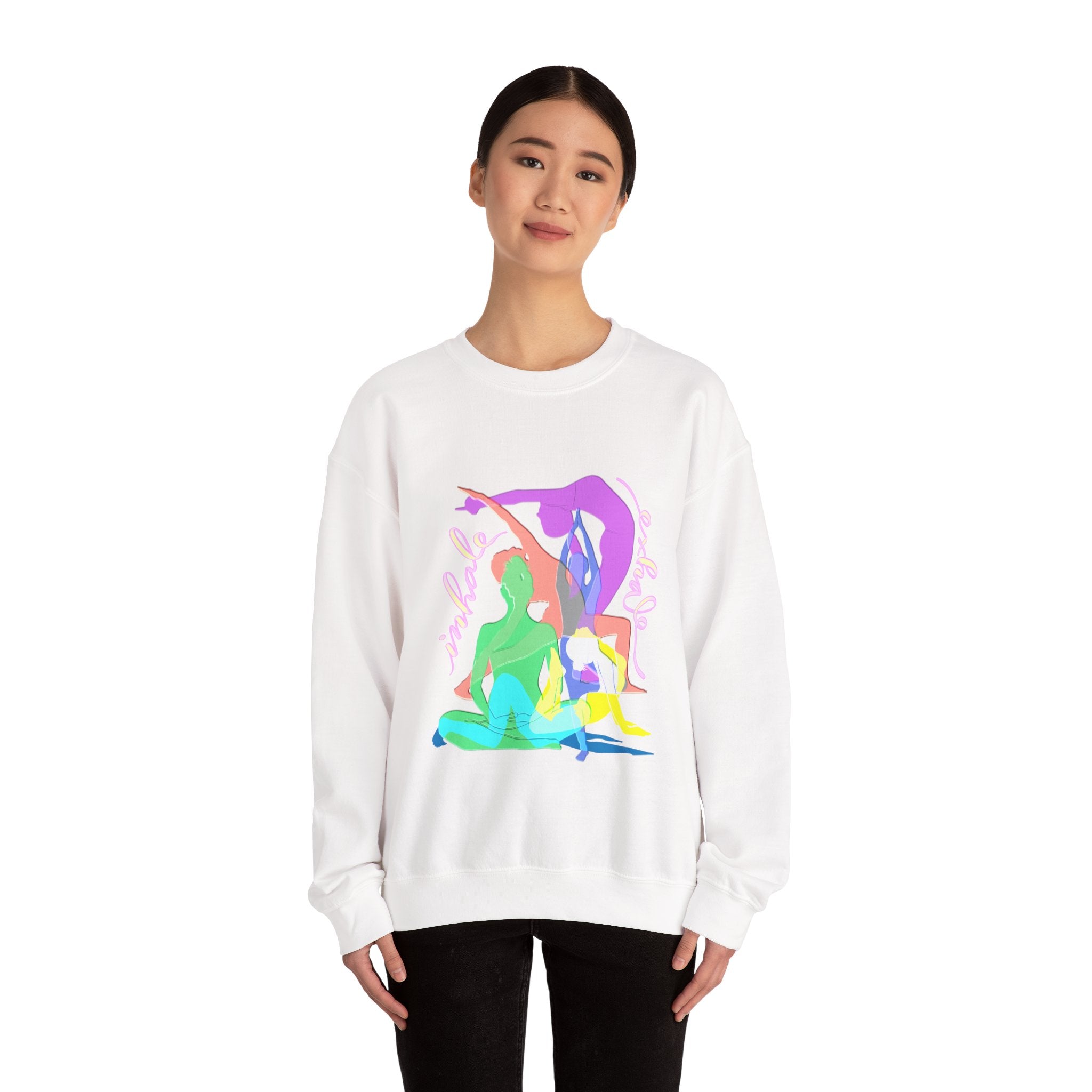 Inhale Exhale Yoga Sweatshirt - Unisex Heavy Blend™ Crewneck for Mindfulness and Relaxation