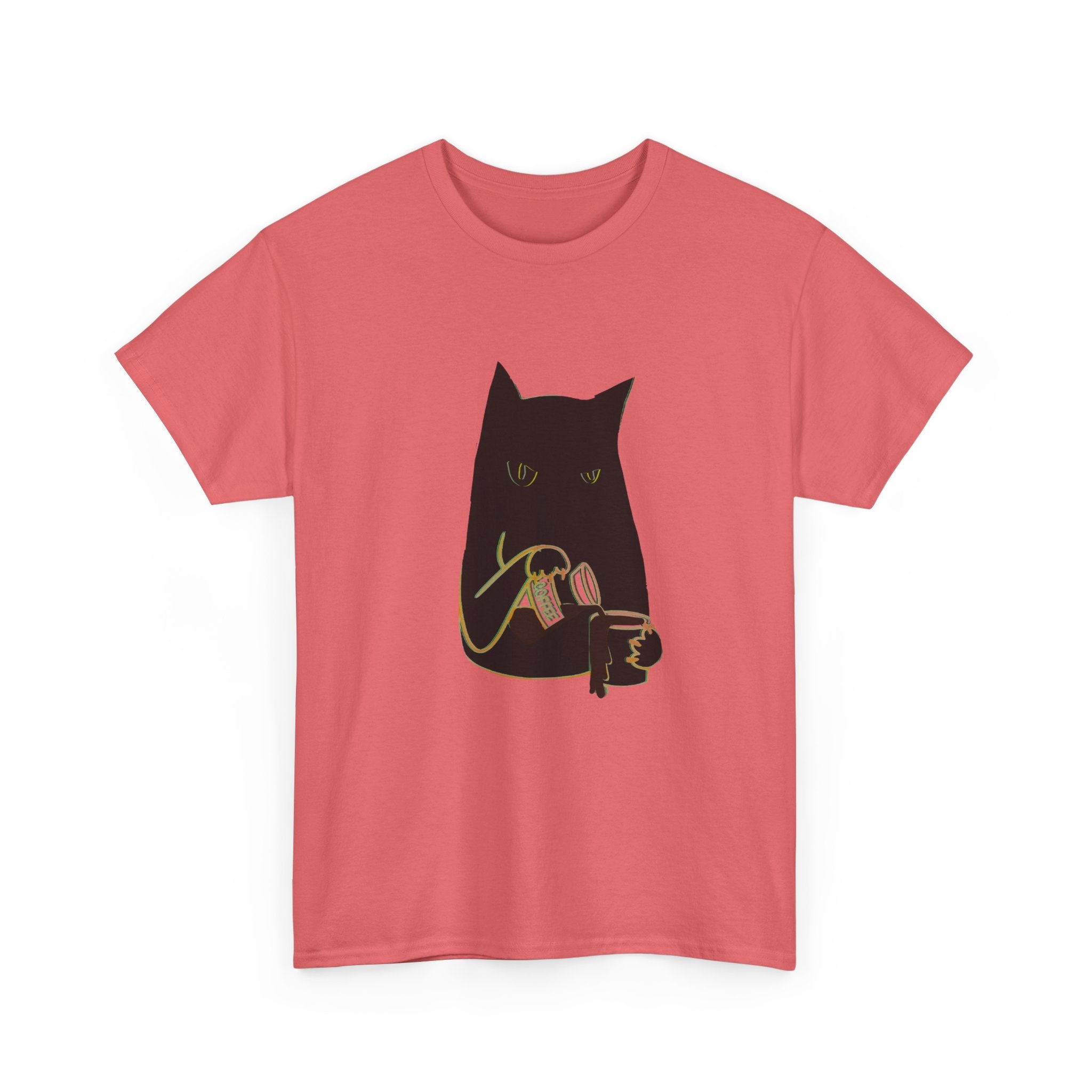 BLACK CAT BLACK COFFEE Unisex Heavy Cotton Tee