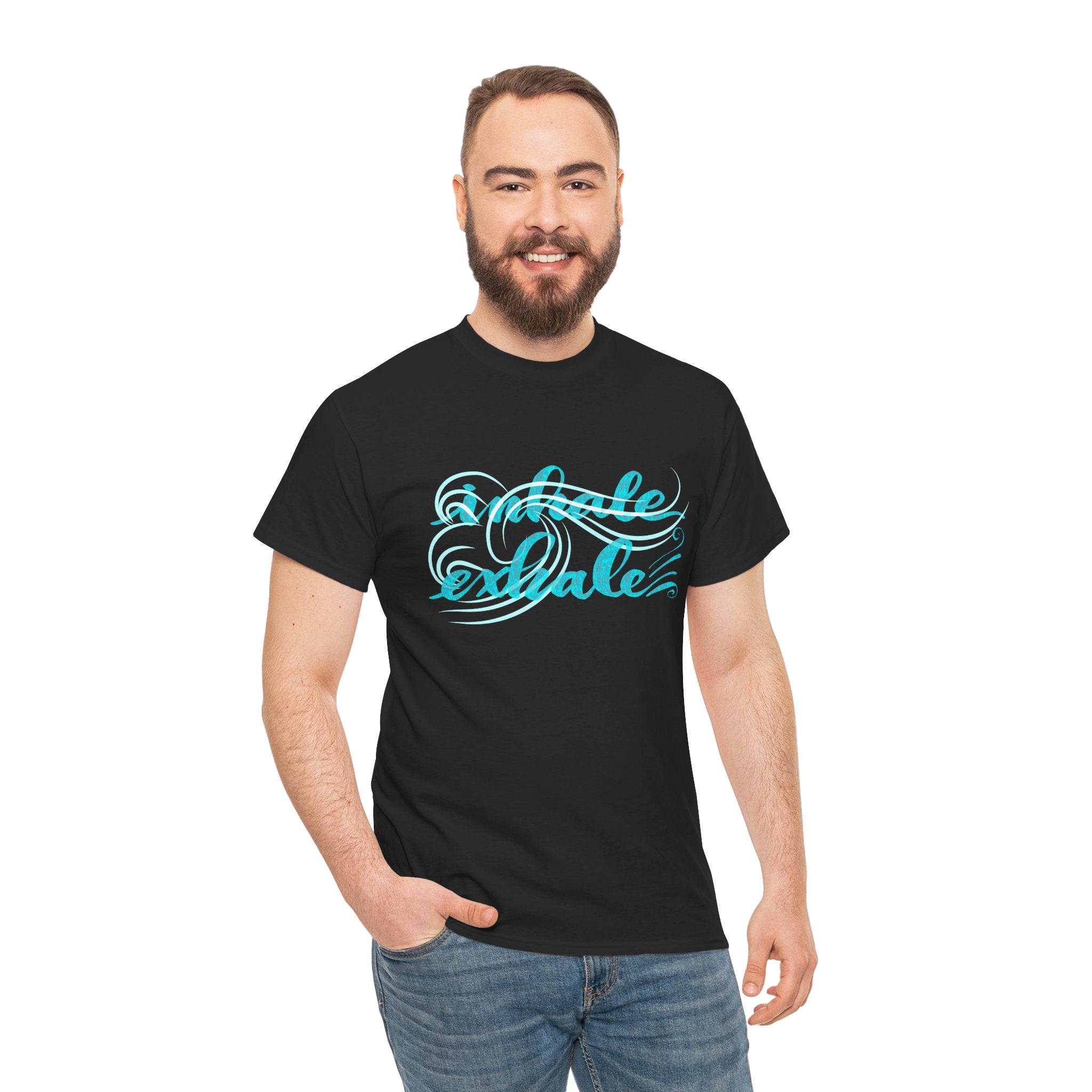 Heavy Cotton Tee - "Inhale Exhale" Relaxation Graphic Tee