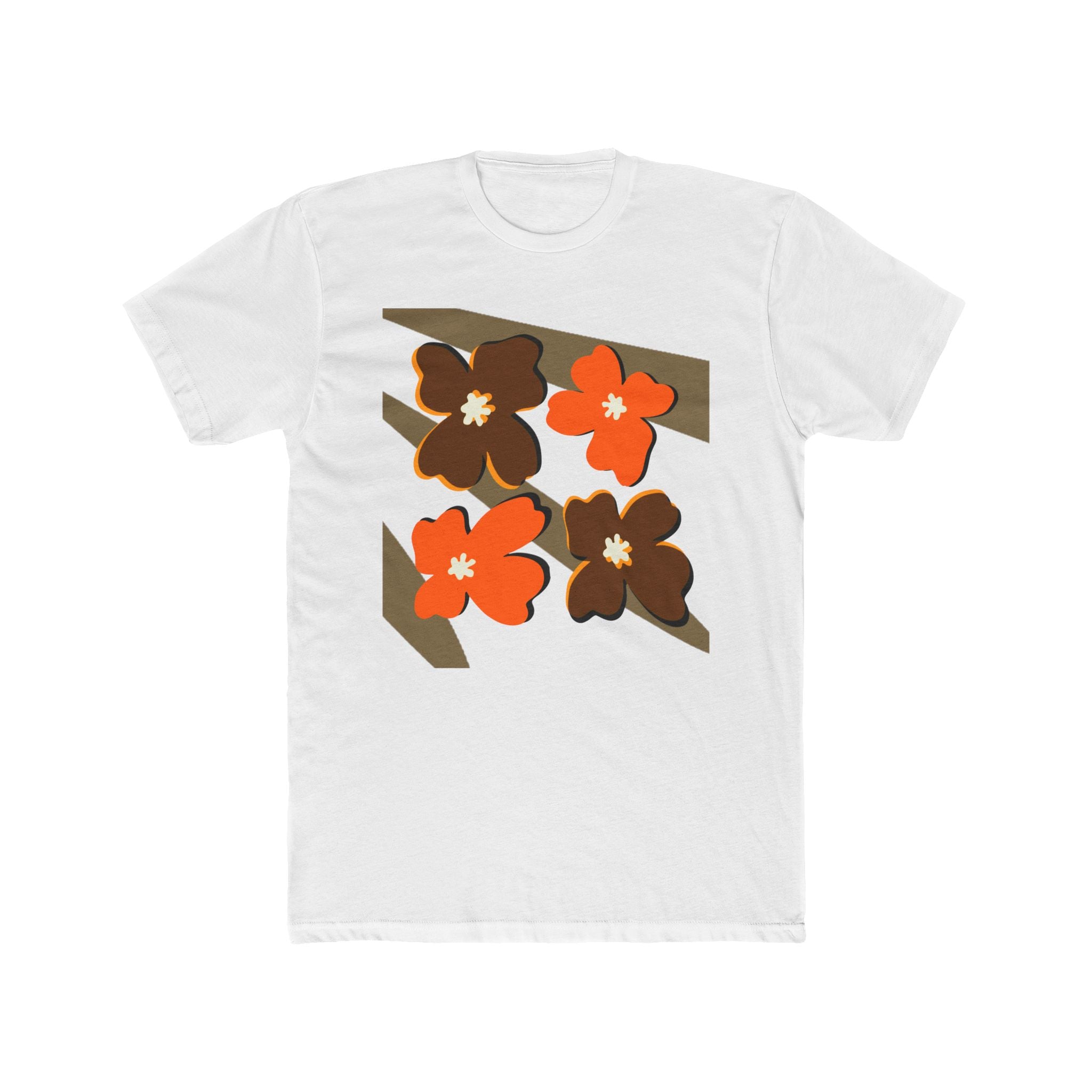 Floral Unisex Cotton Crew Tee - Casual Comfort for Everyday Wear