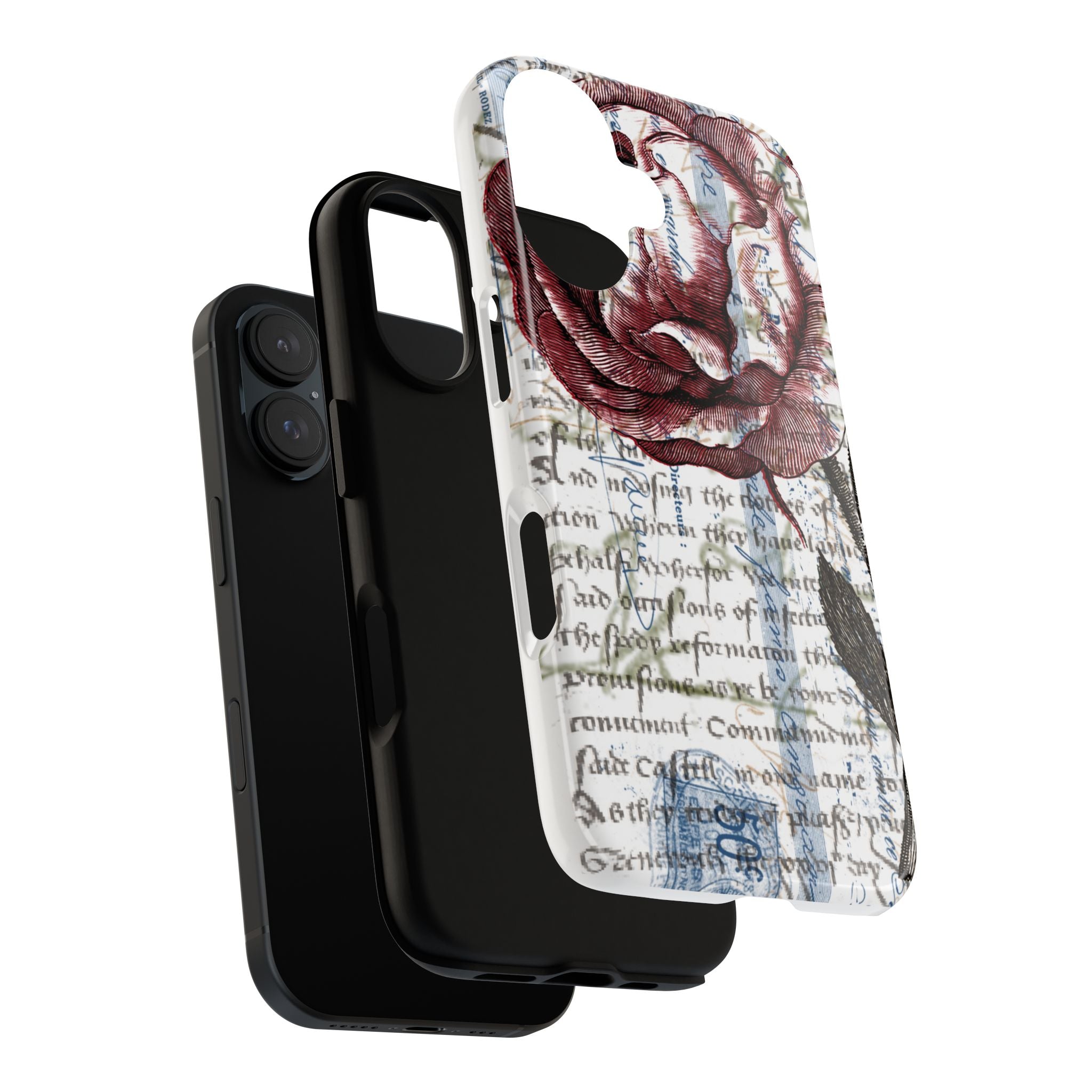 Artistic Floral Phone Case - Tough Cases with Vintage Rose Design