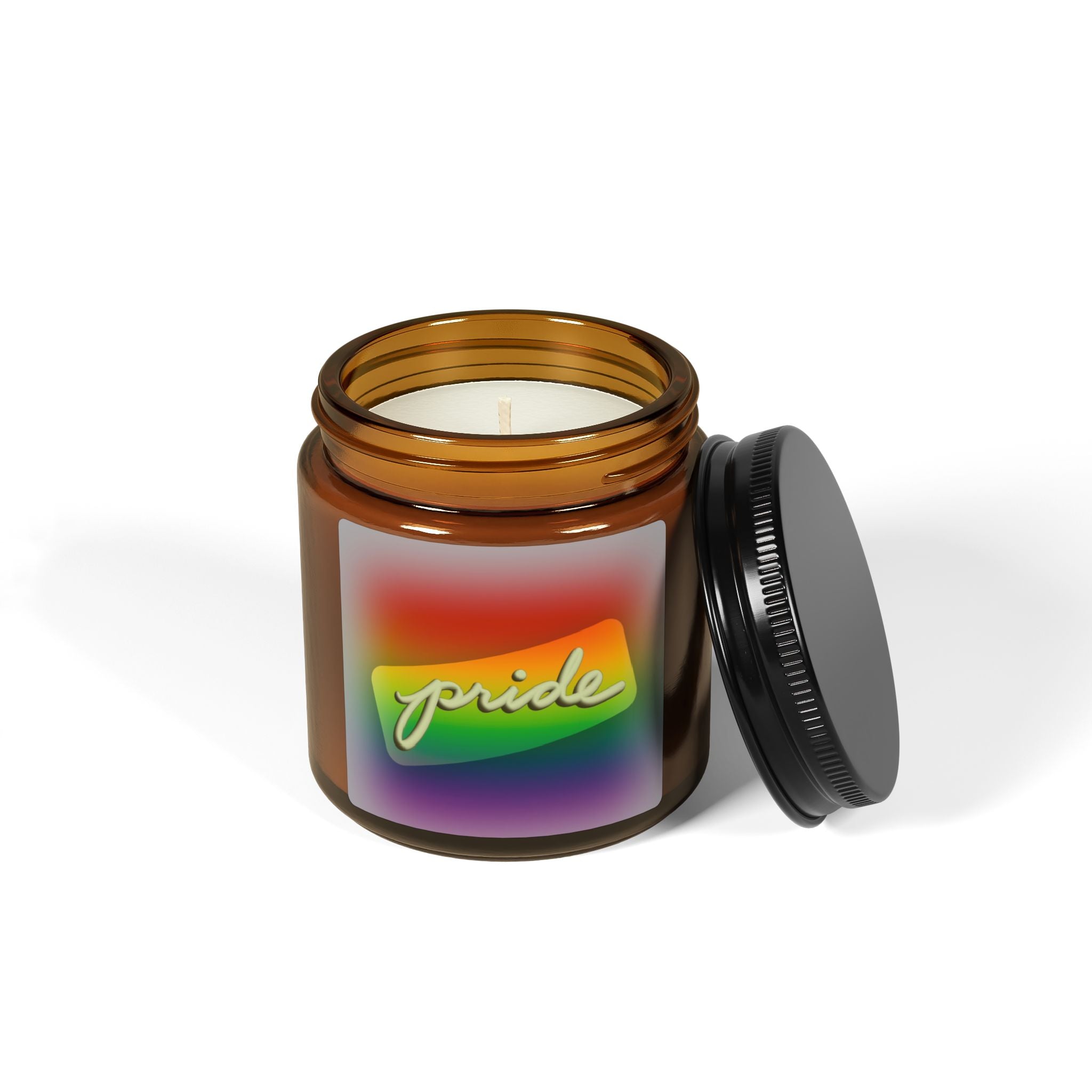 Rainbow Pride Scented Soy Candle | Eco-Friendly Amber Jar | Gift for LGBTQ+ Allies & Celebrations | Home Decor, Relaxation, Aromatherapy