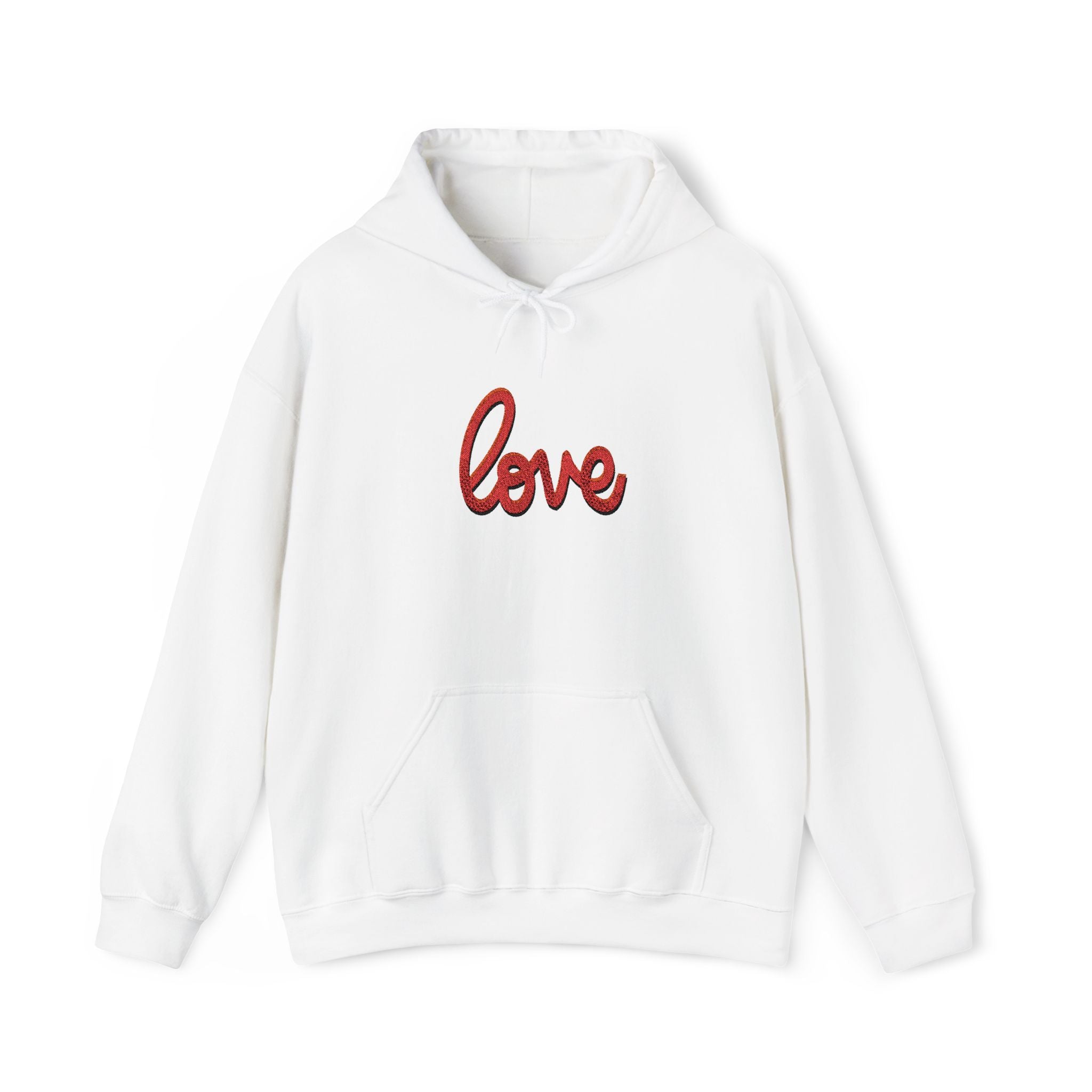 Love Script Hoodie — Red heart Pullover