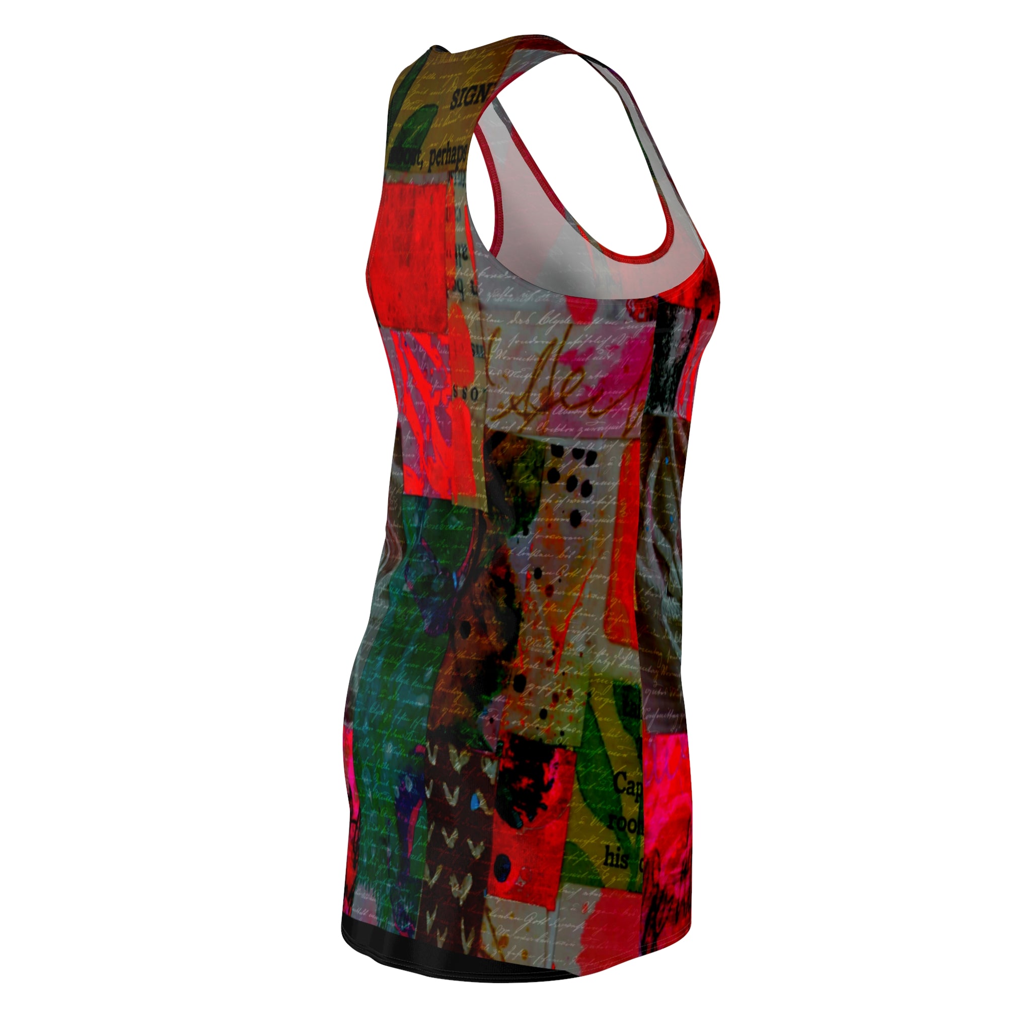 Stylish Women's Cut & Sew Racerback Dress - Black and Red