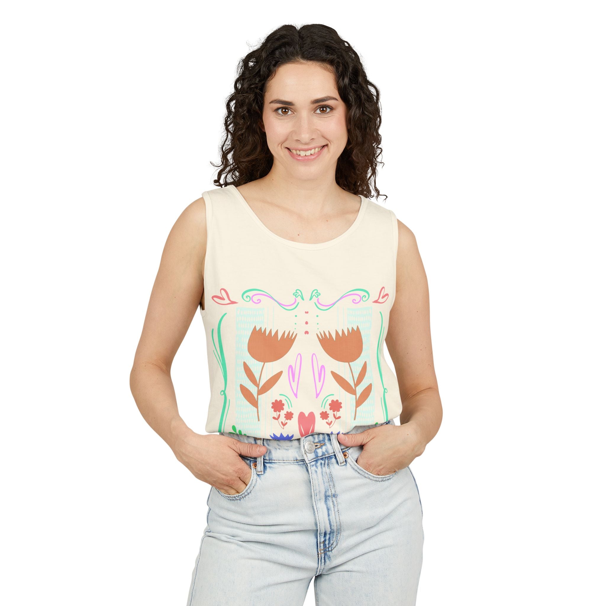 Boho Floral Unisex Tank Top - Perfect for Summer Outings & Festivals