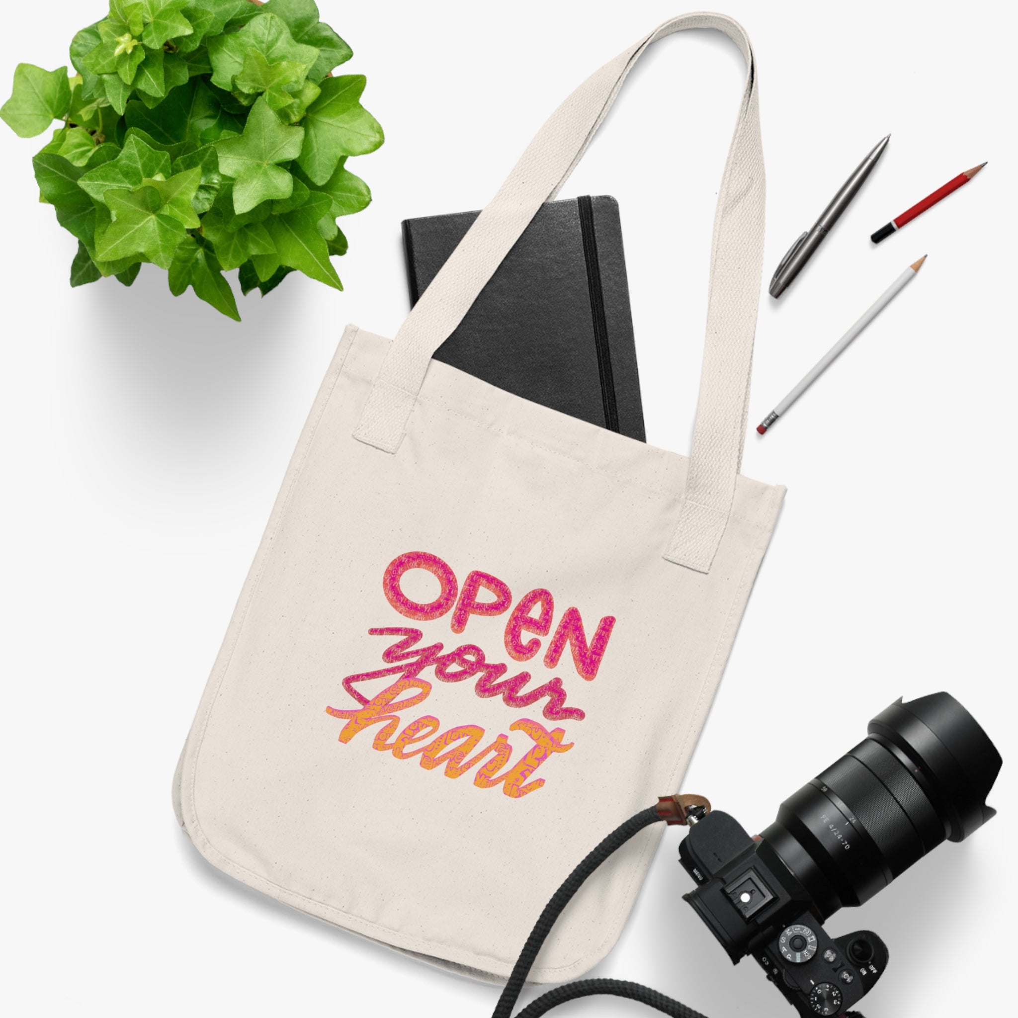 Open Your Heart Organic Canvas Tote Bag