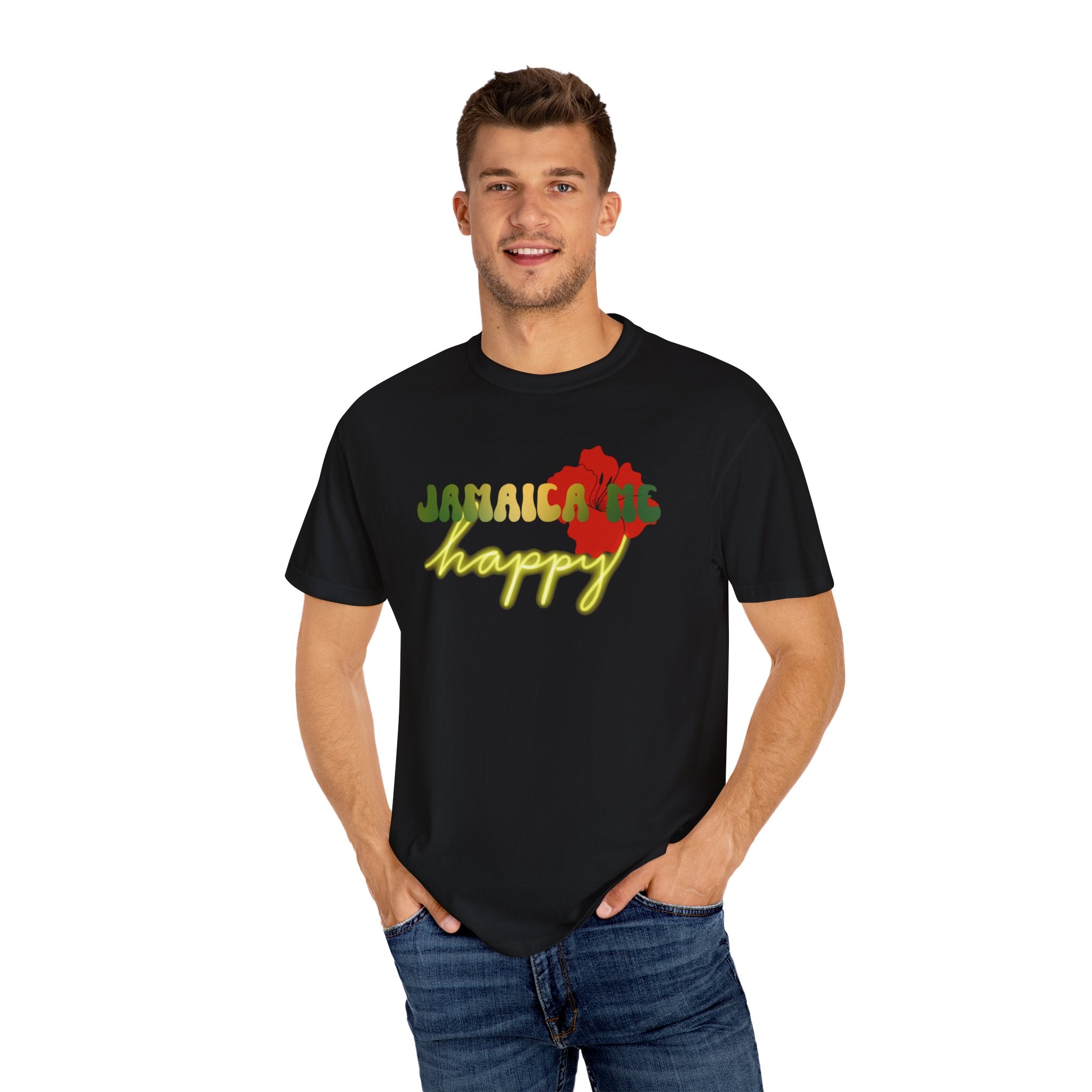 JAMAICA ME HAPPY Unisex Garment-Dyed T-shirt