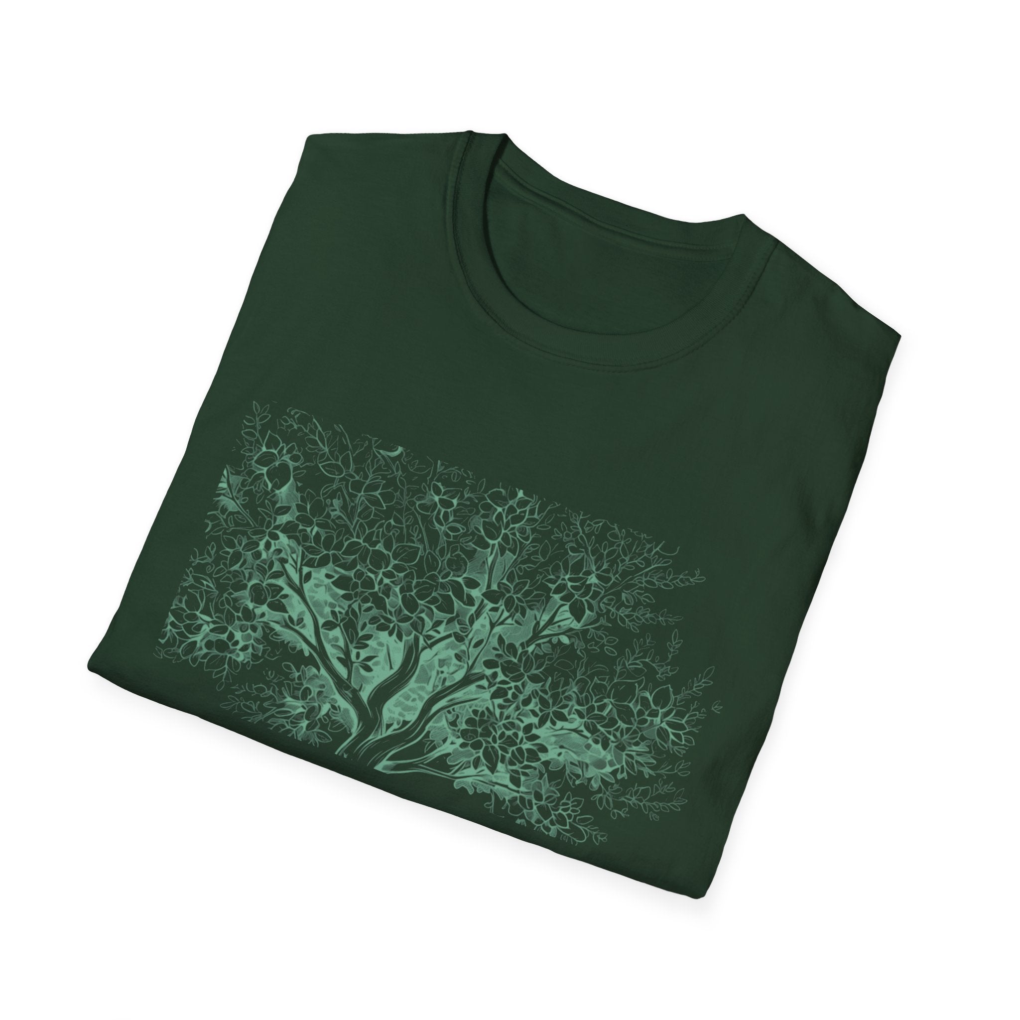 Nature-Inspired Unisex Softstyle T-Shirt - Tree Design, Eco-Friendly Apparel