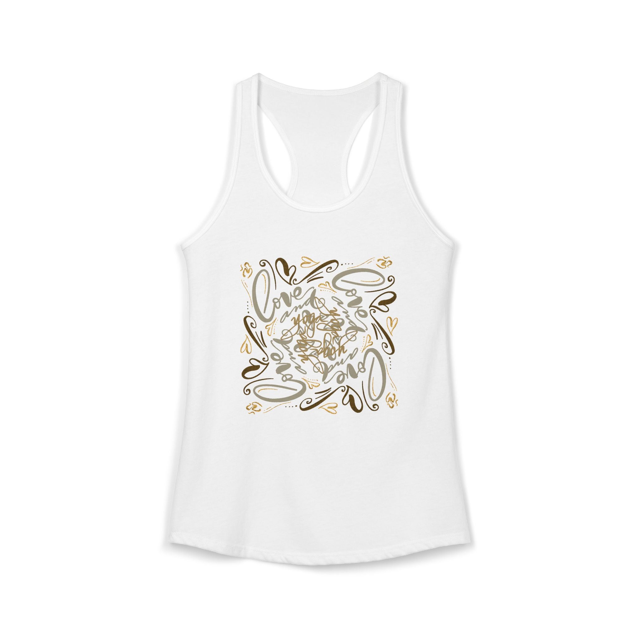 Love & Yoga Hand-Drawn Calligraphy Racerback Tank
