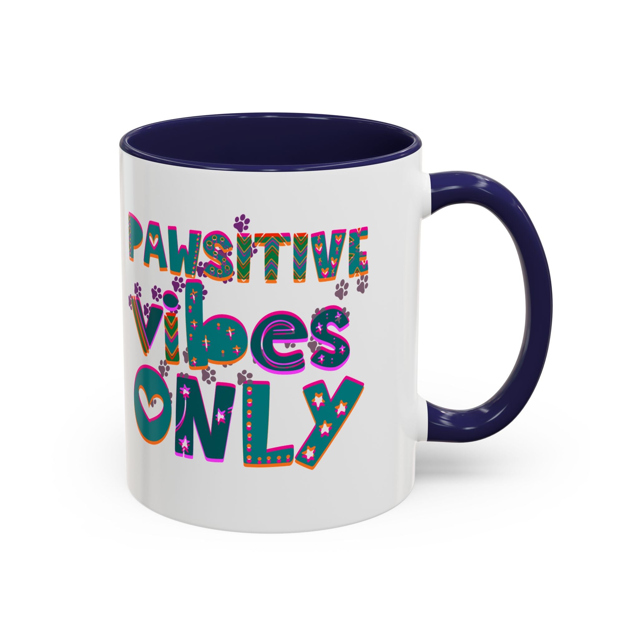 PAWSITIVE VIBES ONLY Accent Coffee Mug (11, 15oz)