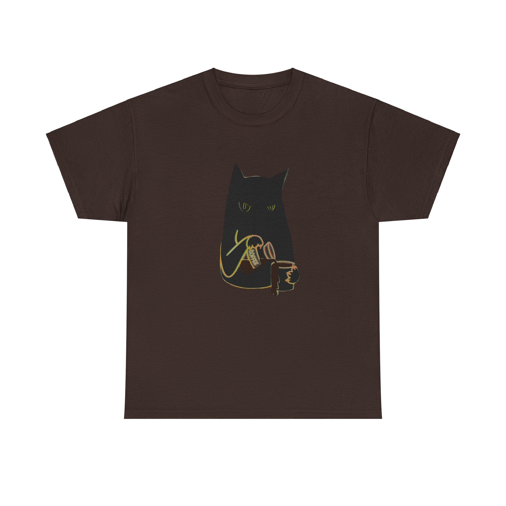BLACK CAT BLACK COFFEE Unisex Heavy Cotton Tee