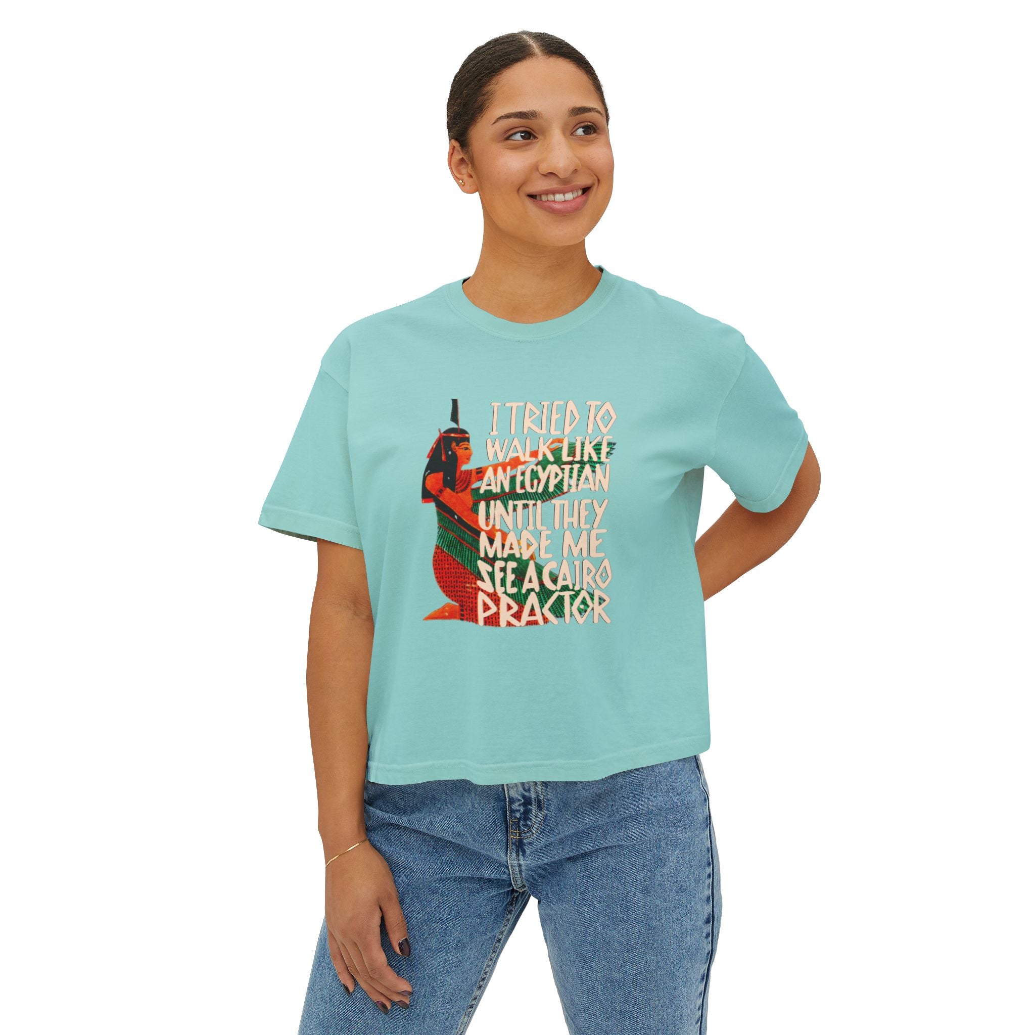 Funny Women's Boxy Tee - Egyptian Humor Graphic - Perfect for Casual Outfits and Gifts