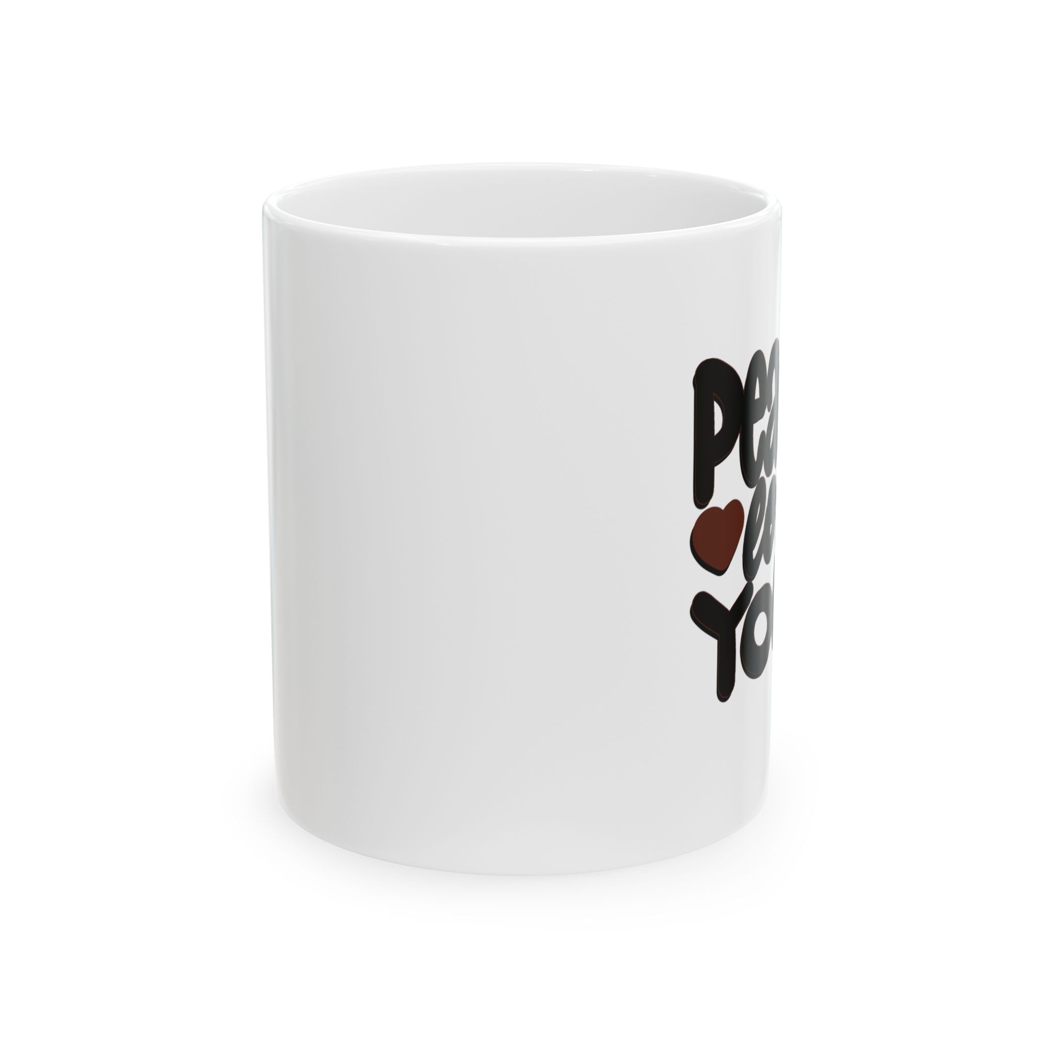 PEACE LOVE YOGA Ceramic Mug, (11oz)