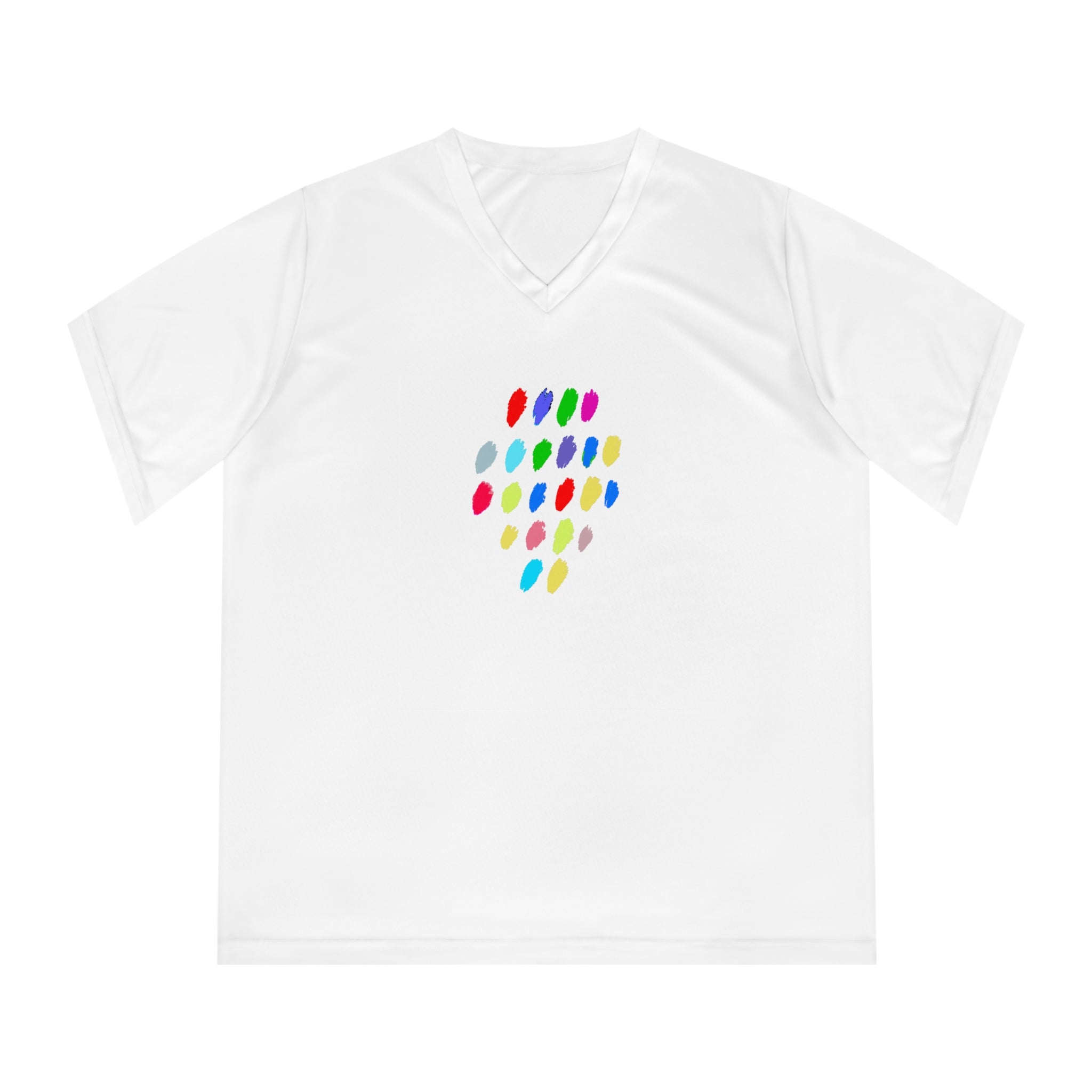 Colorful Dot Women's Performance V-Neck T-Shirt – Activewear for Fitness Enthusiasts