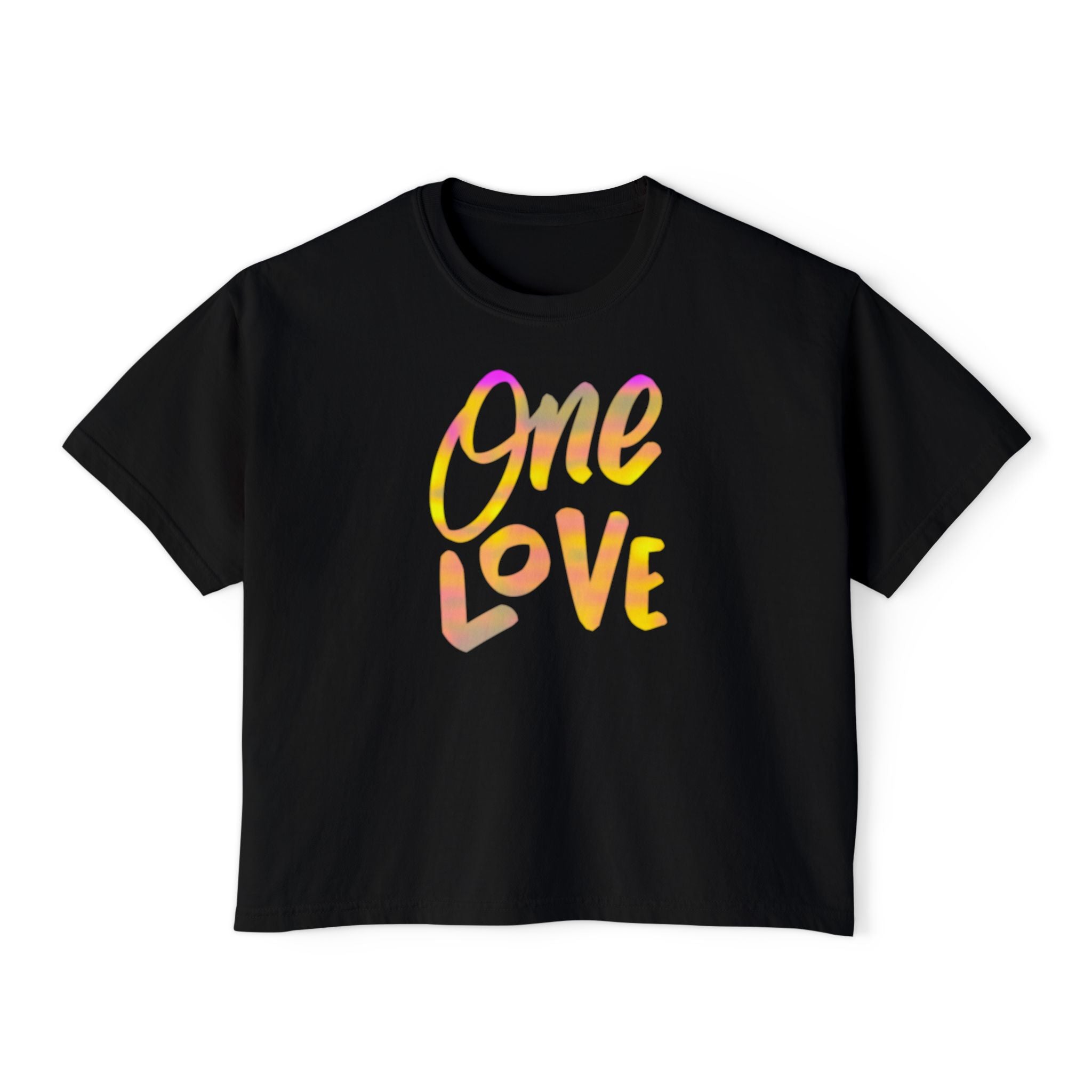 One Love Boxy Tee — Women's Crop Graphic T-Shirt