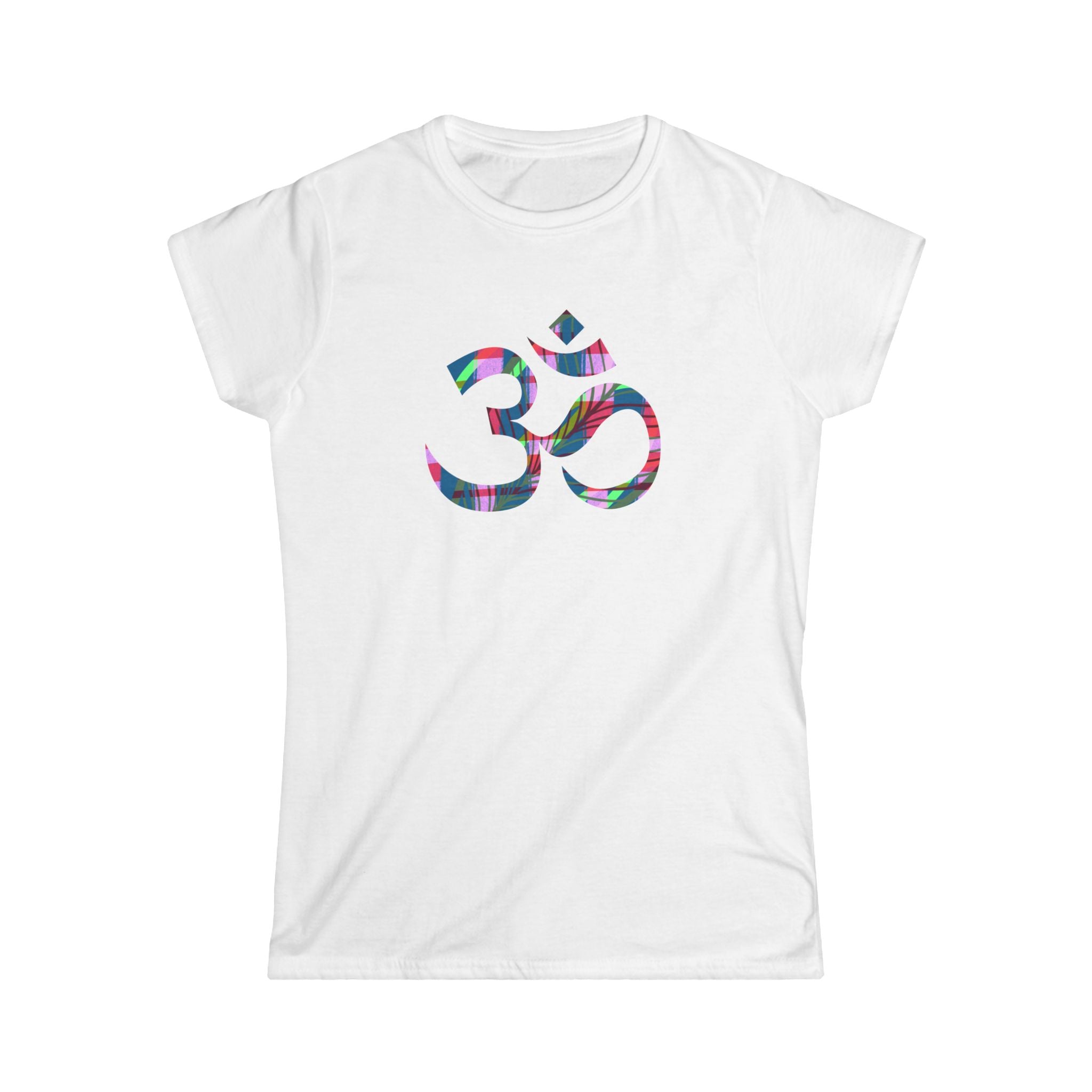 Colorful Om Symbol Women's Softstyle Tee - Perfect for Yoga & Mindfulness
