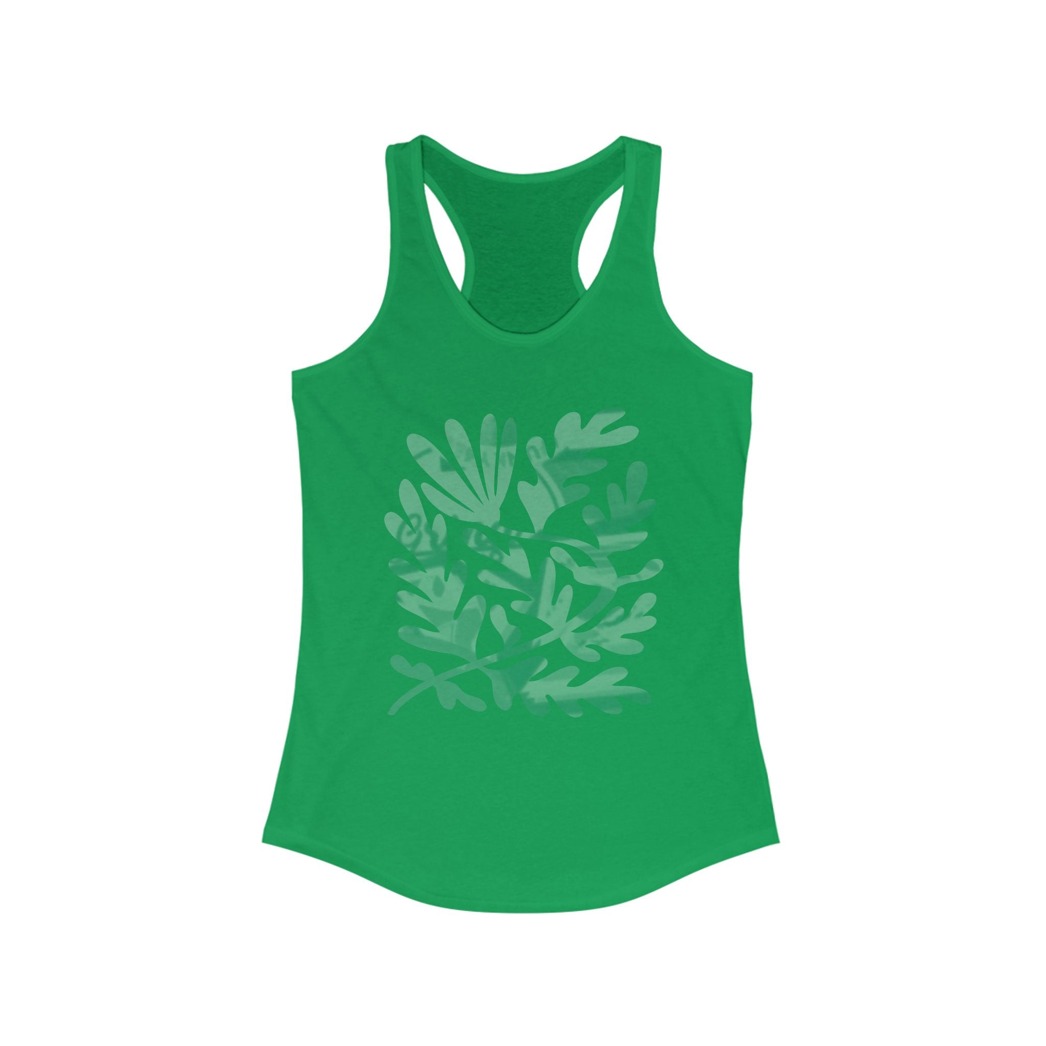 Women's Racerback Tank - Green Leaf Design for Summer Fitness