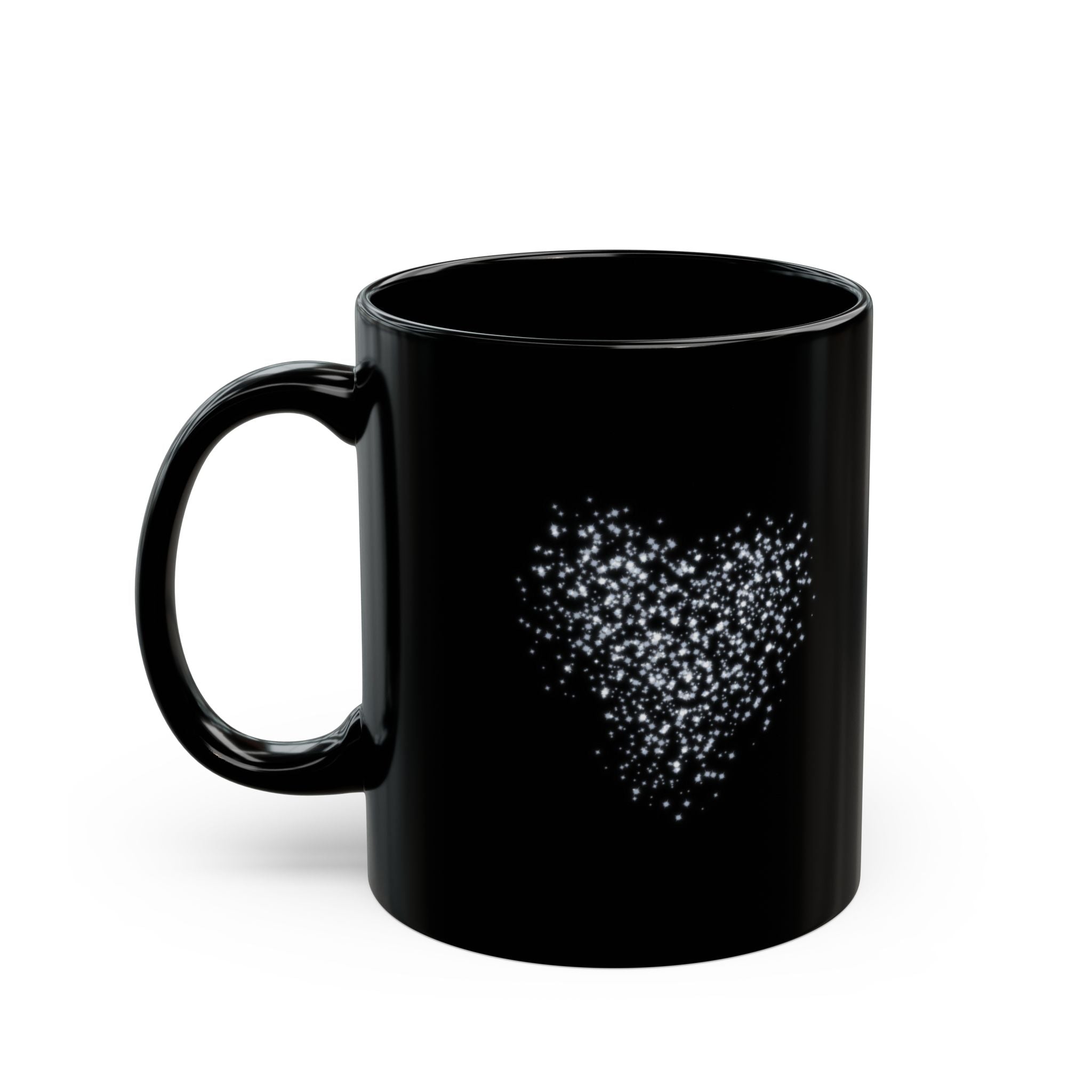 SNOWY HEART Black Mug (11oz)
