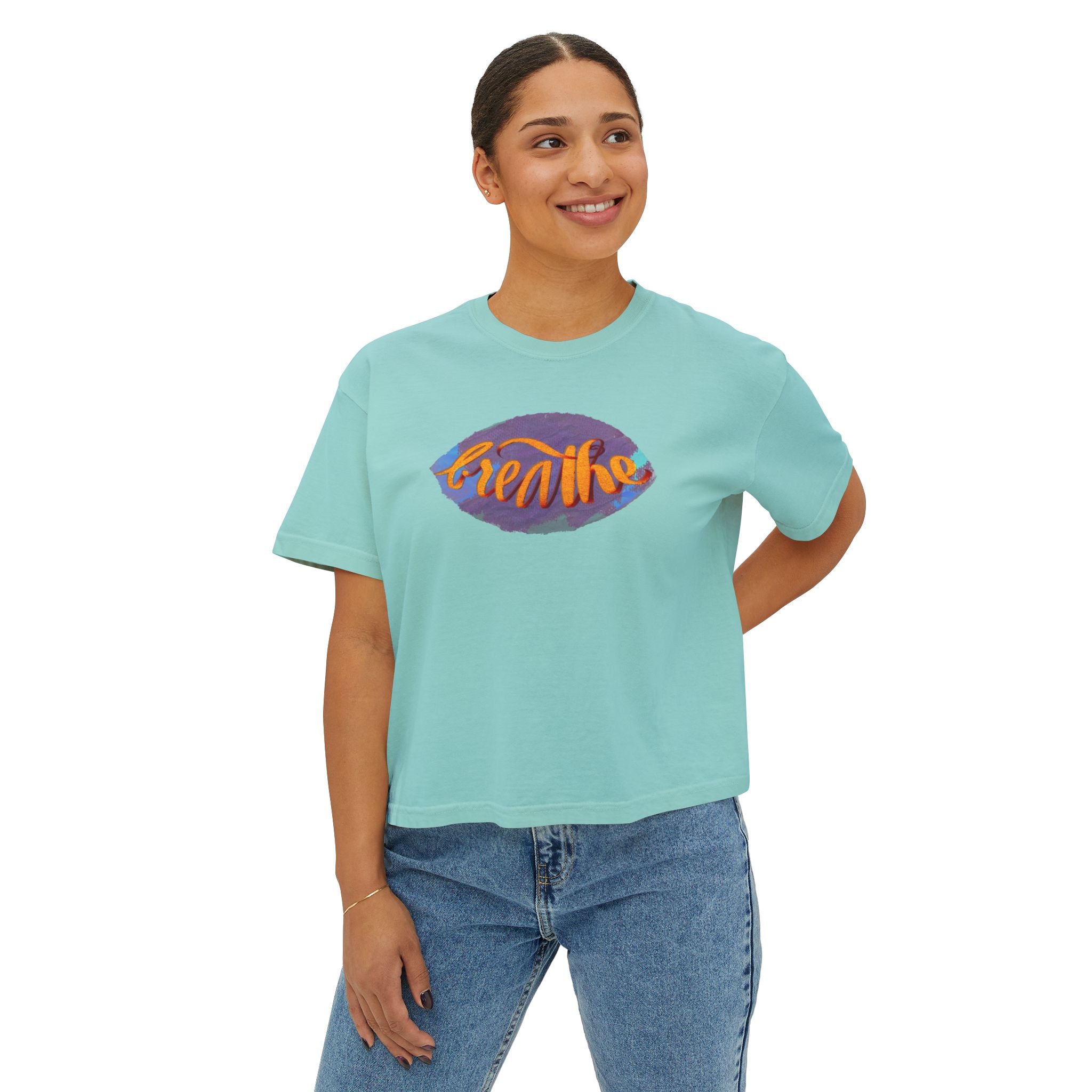 Breathe Women's Boxy Tee - Relaxed Fit Inspirational Top