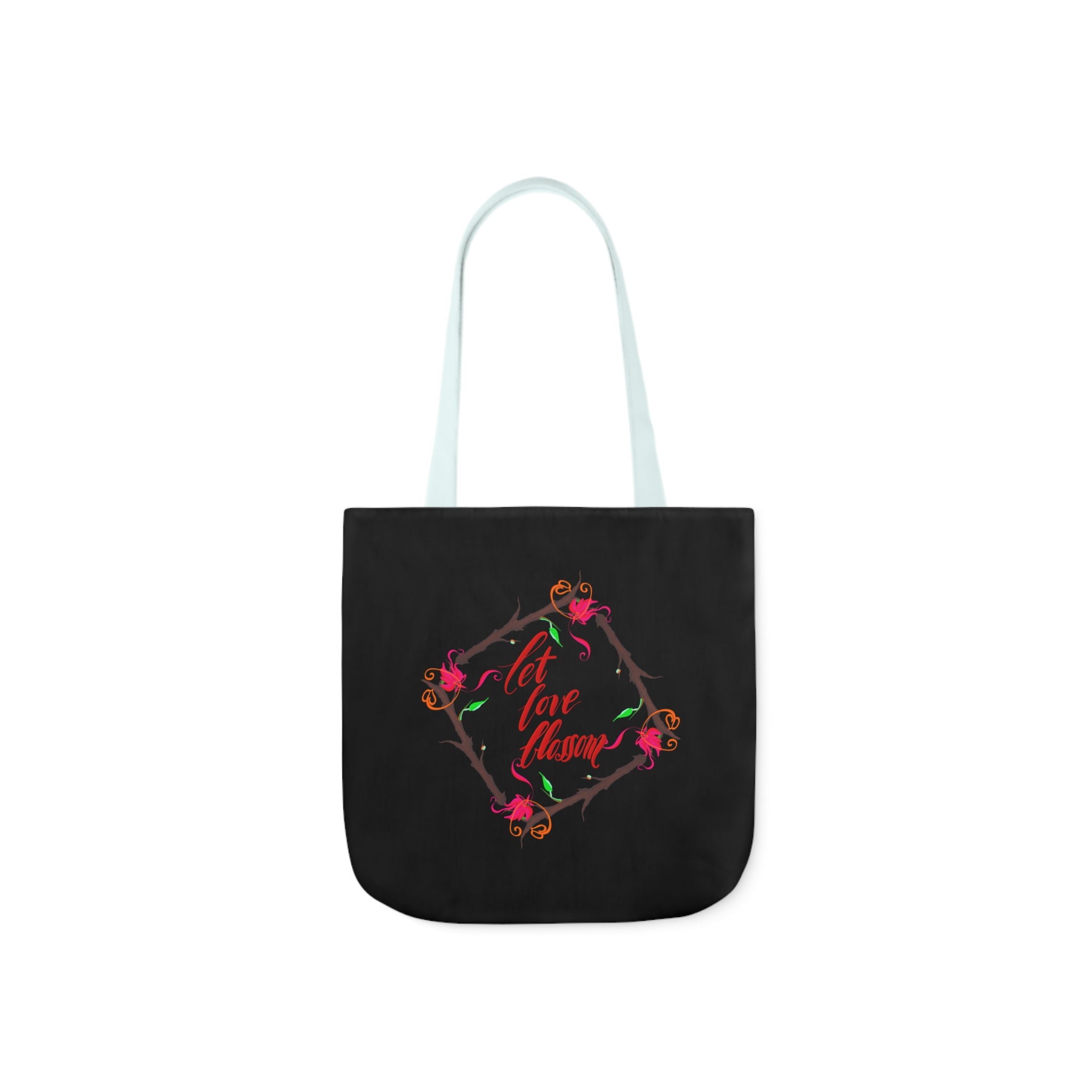 LET LOVE BLOSSOM Canvas Tote Bag, 5-Color Straps