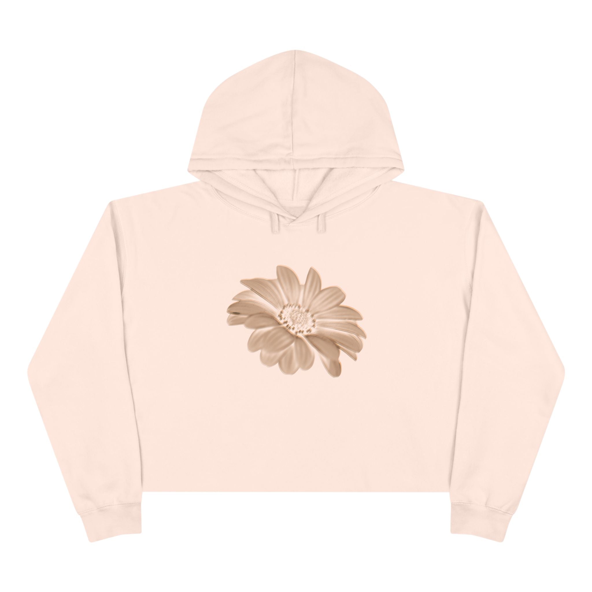 Floral Print Crop Hoodie - Beige Floral Graphics for Casual Wear