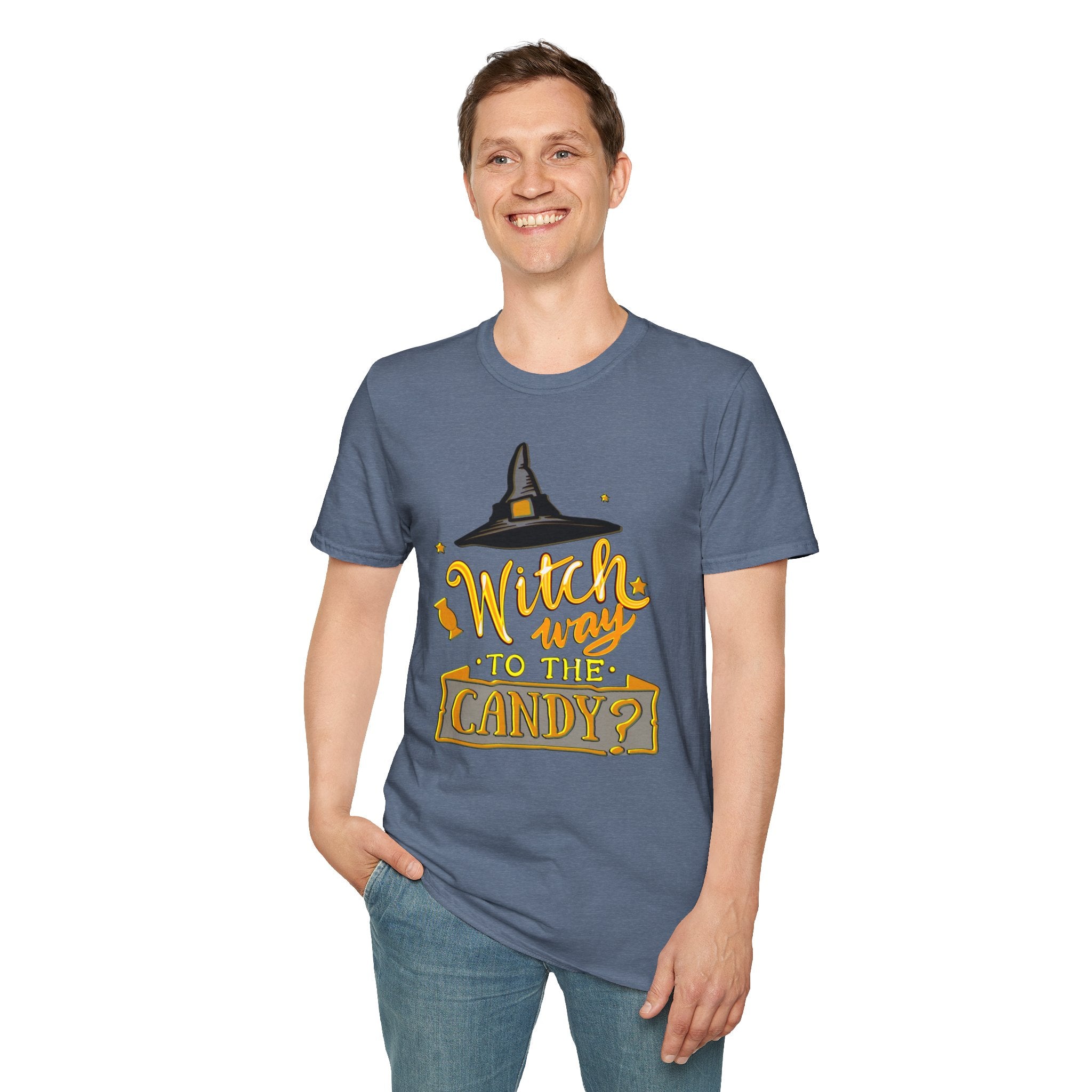 WITCH WAY TO THE CANDY? HALLOWEEN Softstyle T-Shirt