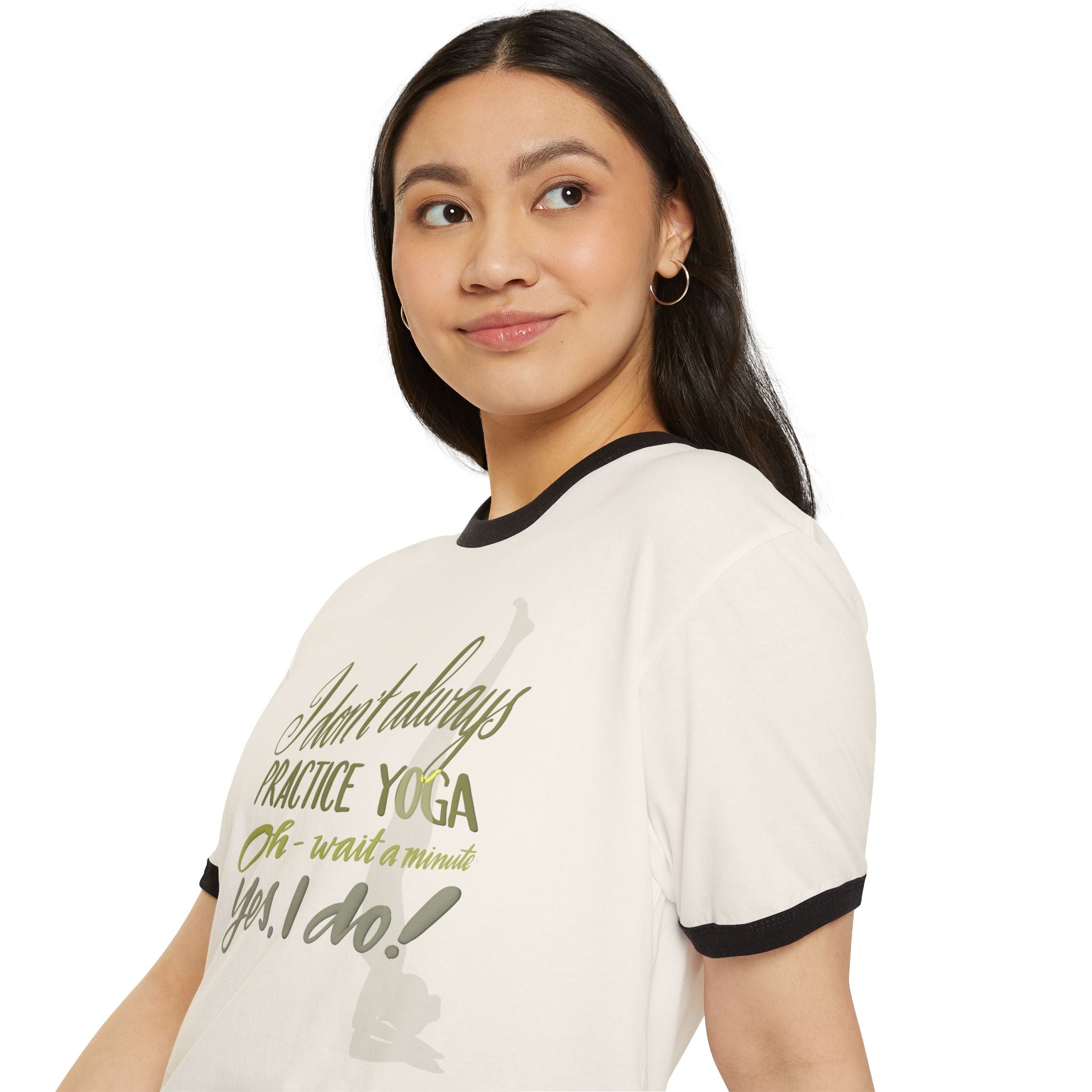 Funny Yoga Practice Unisex Cotton Ringer T-Shirt