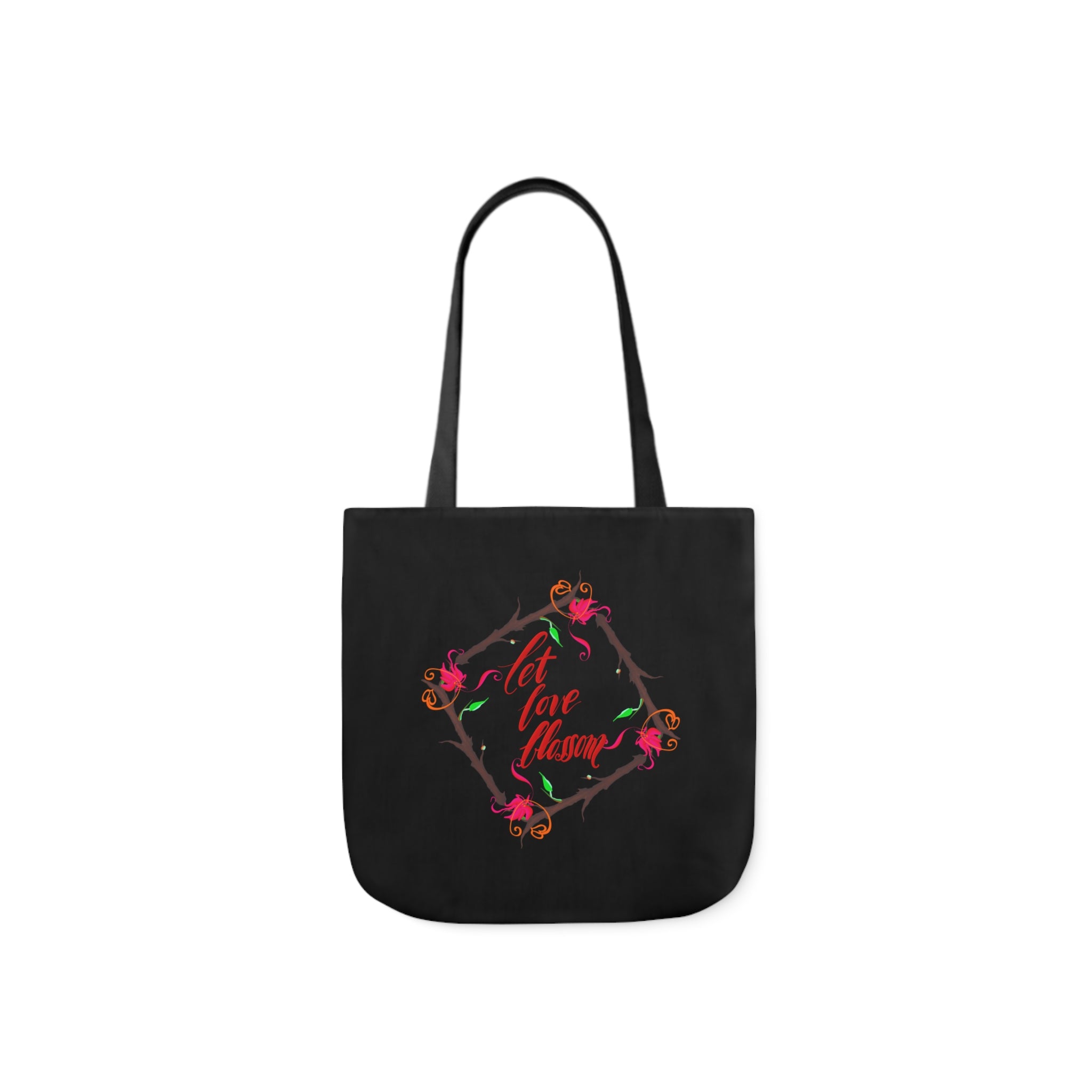 LET LOVE BLOSSOM Canvas Tote Bag, 5-Color Straps
