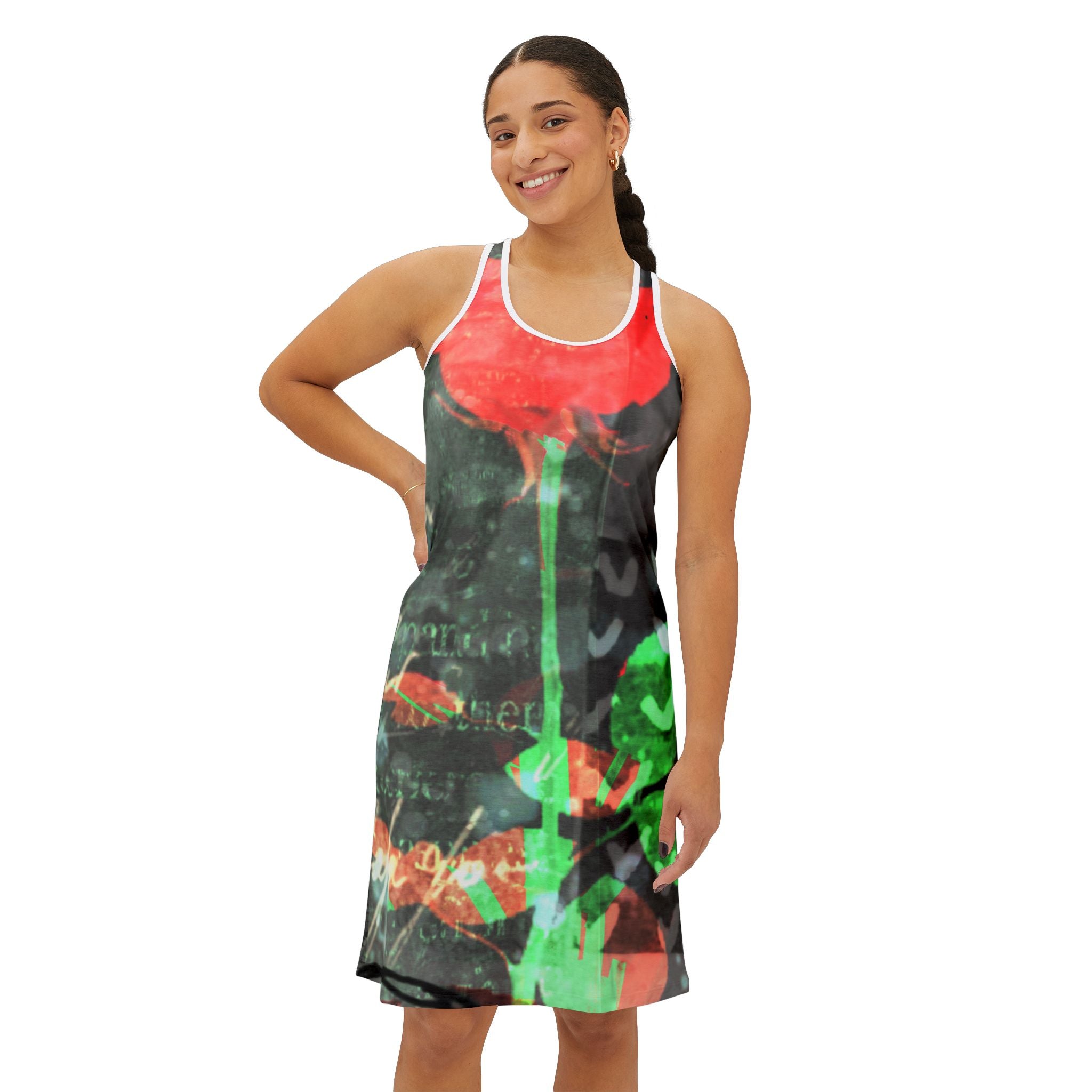 Floral Art Women's Racerback Dress - Stylish Summer Outfit