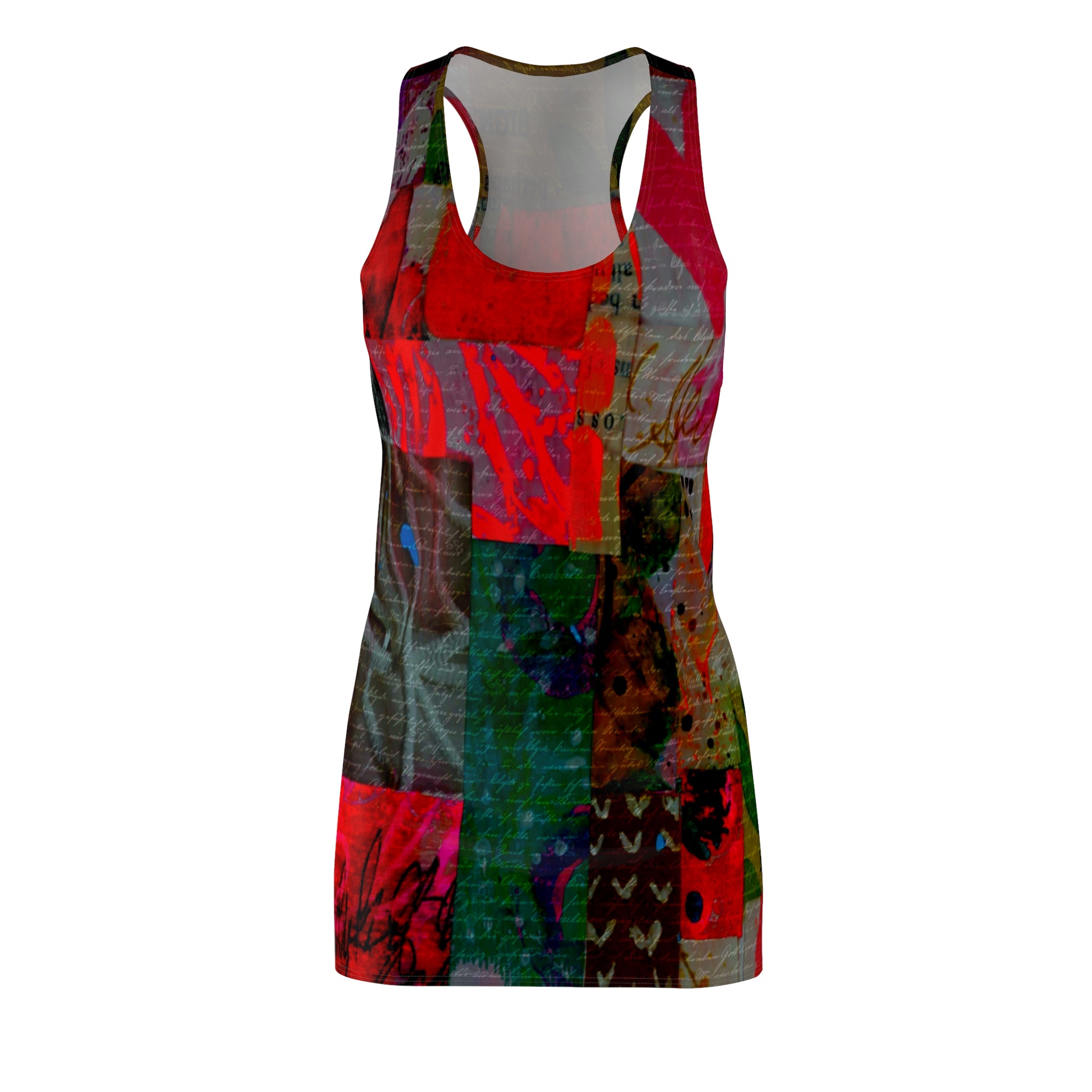 Stylish Women's Cut & Sew Racerback Dress - Black and Red