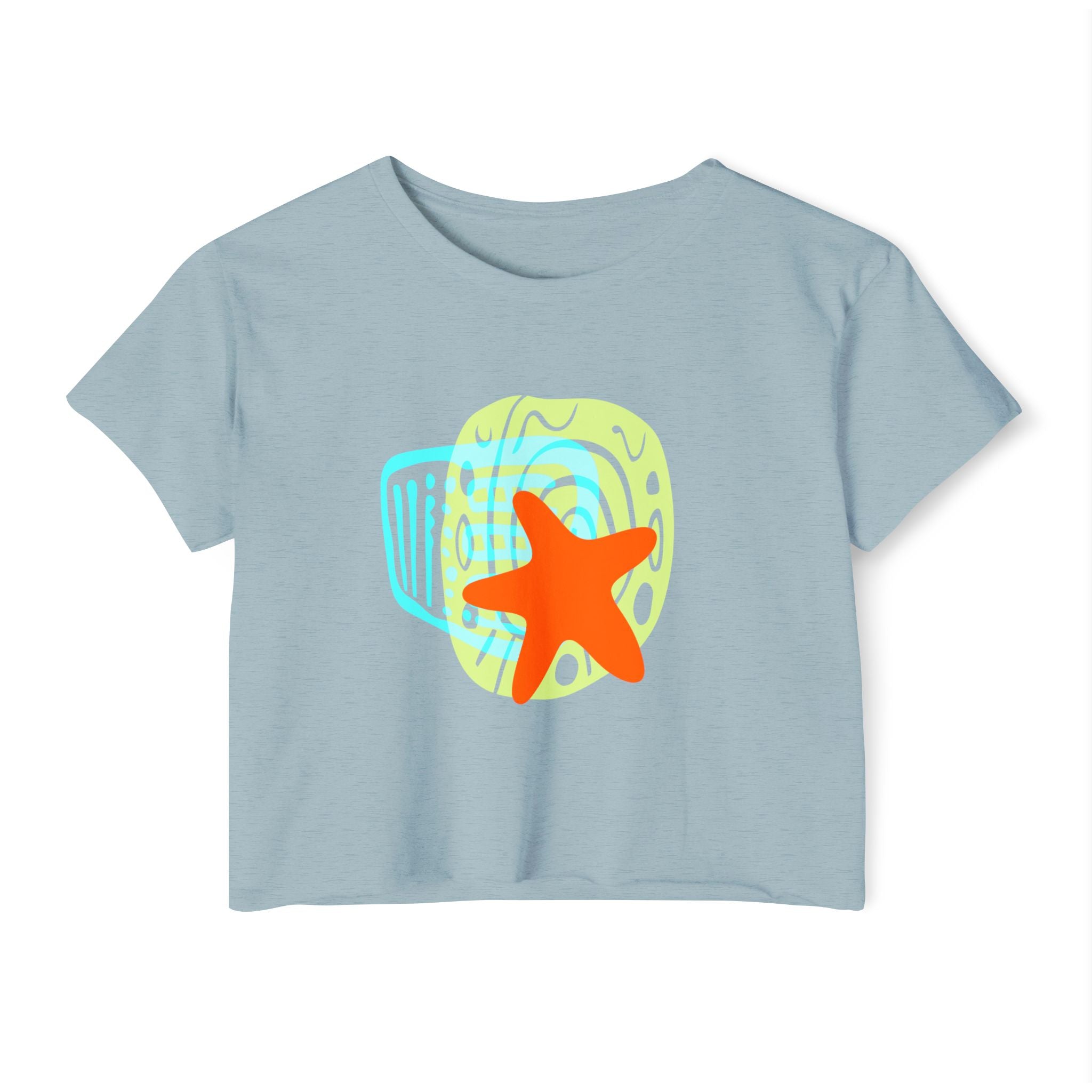 Colorful Starfish Festival Crop Top for Women - Summer Vibes Tee