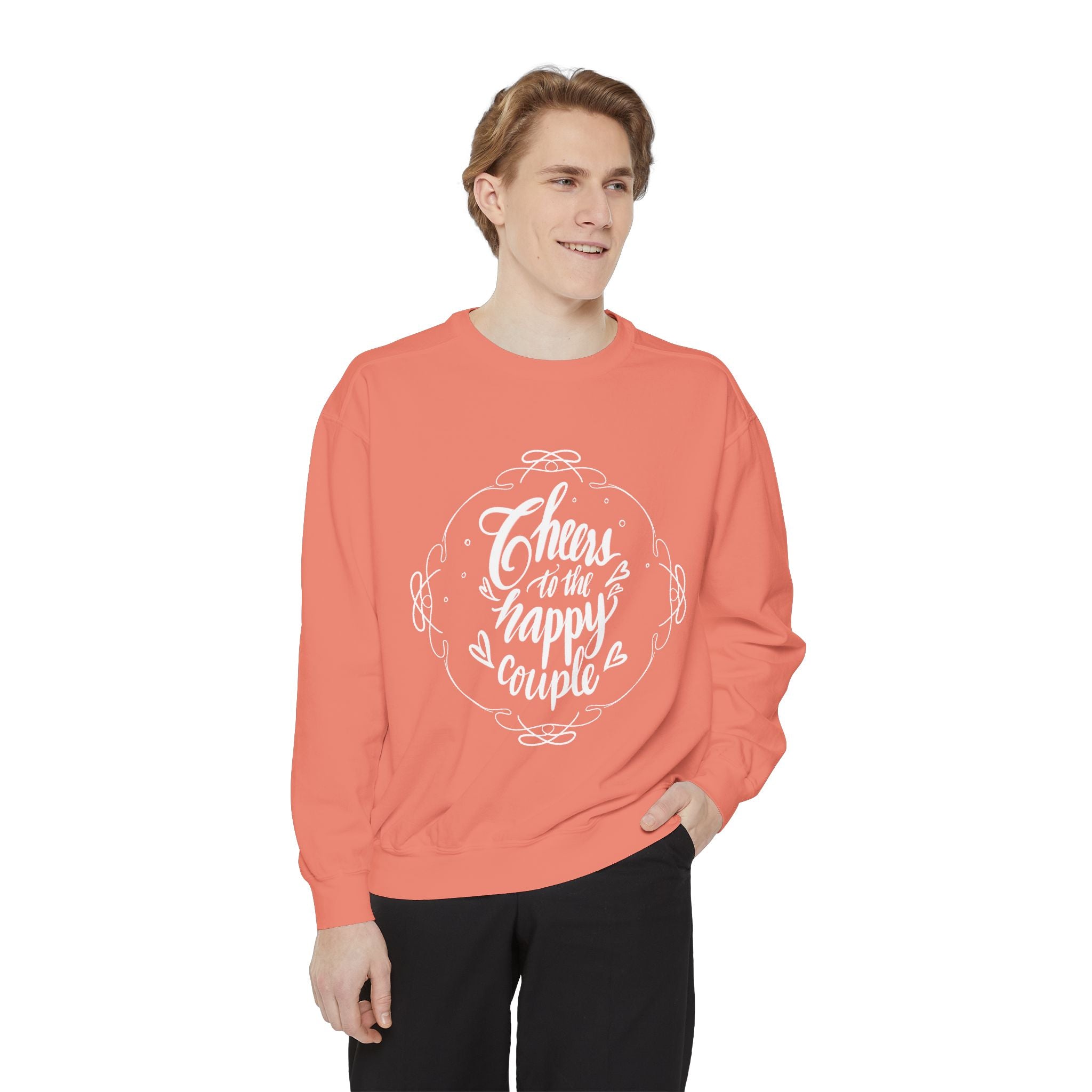 CHEERS TO THE HAPPY COUPLE Unisex Garment-Dyed Sweatshirt