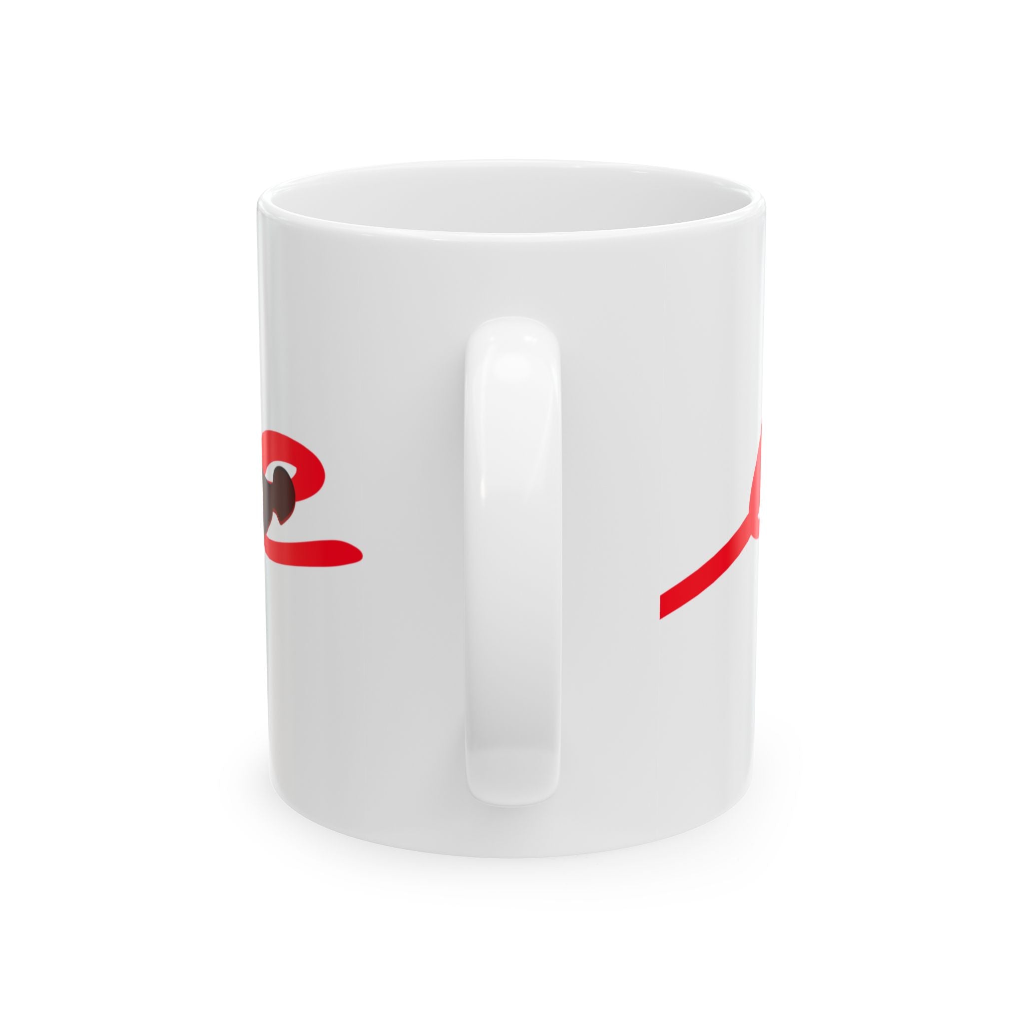 Yoga Love Ceramic Mug — Red Script Mindfulness Coffee Cup (11oz)