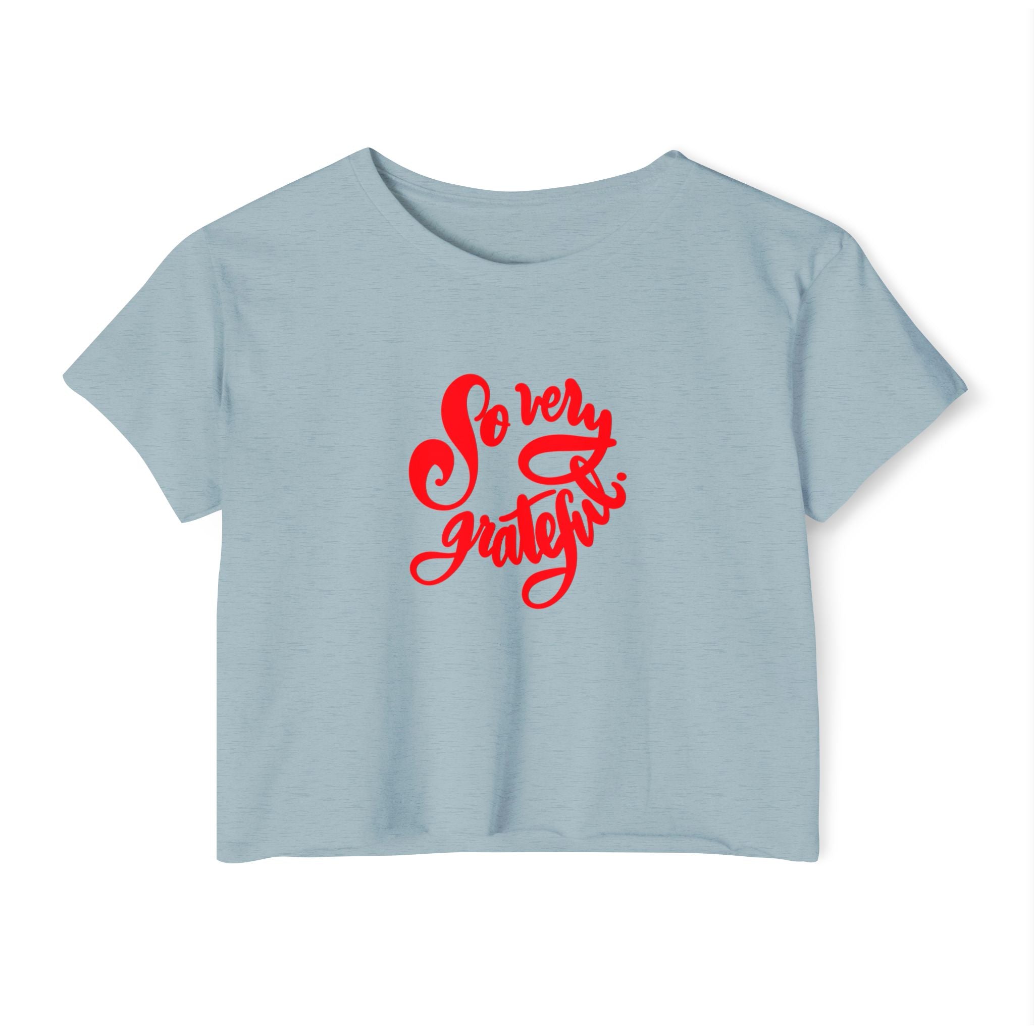So Very Grateful Women's Festival Crop Top | Cozy Summer Shirt, Boho Crop Tee, Gratitude Apparel, Trendy Festival Wear, Gift for Her